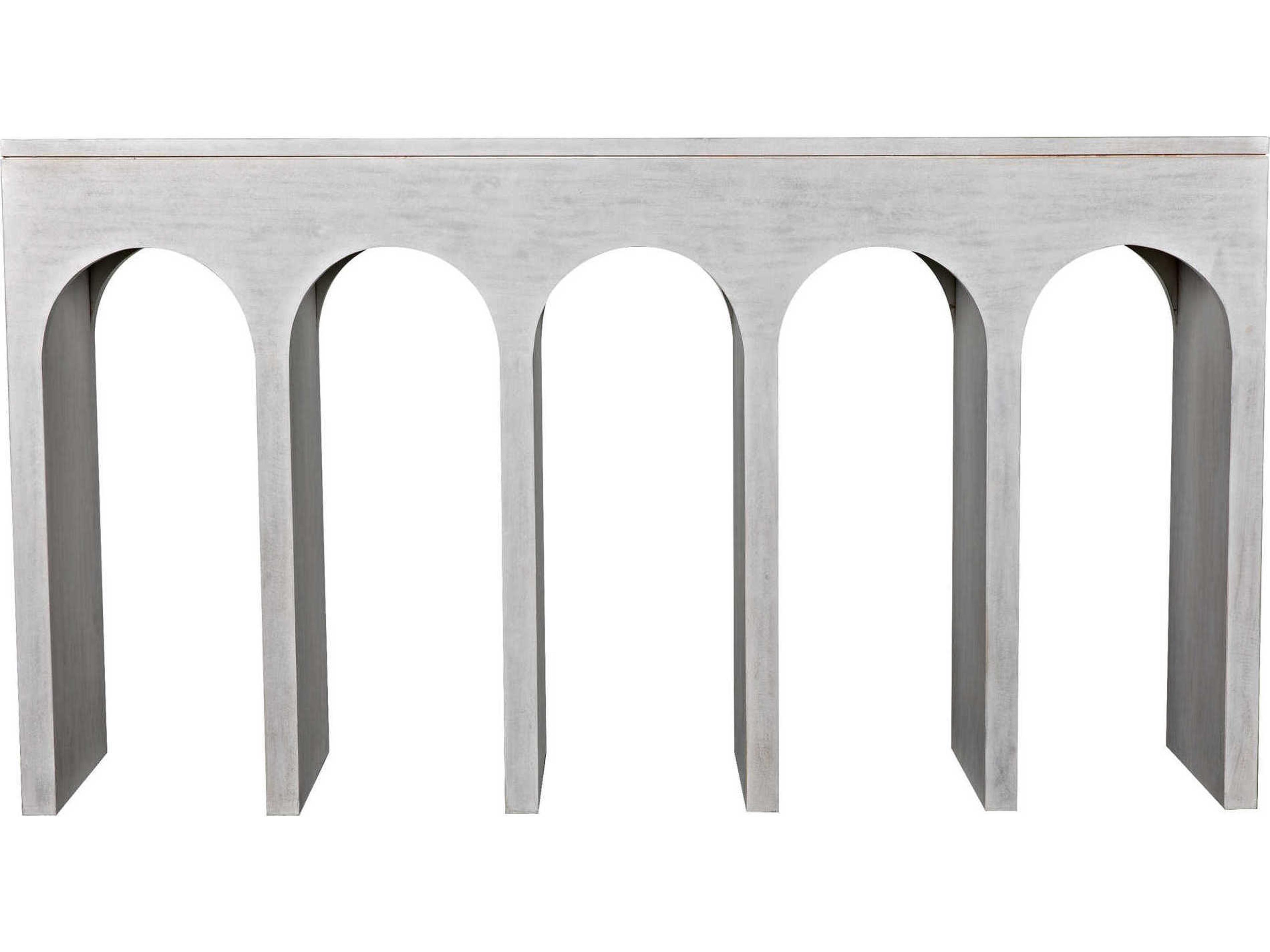 Noir Rectangular Wood White Wash Console Table