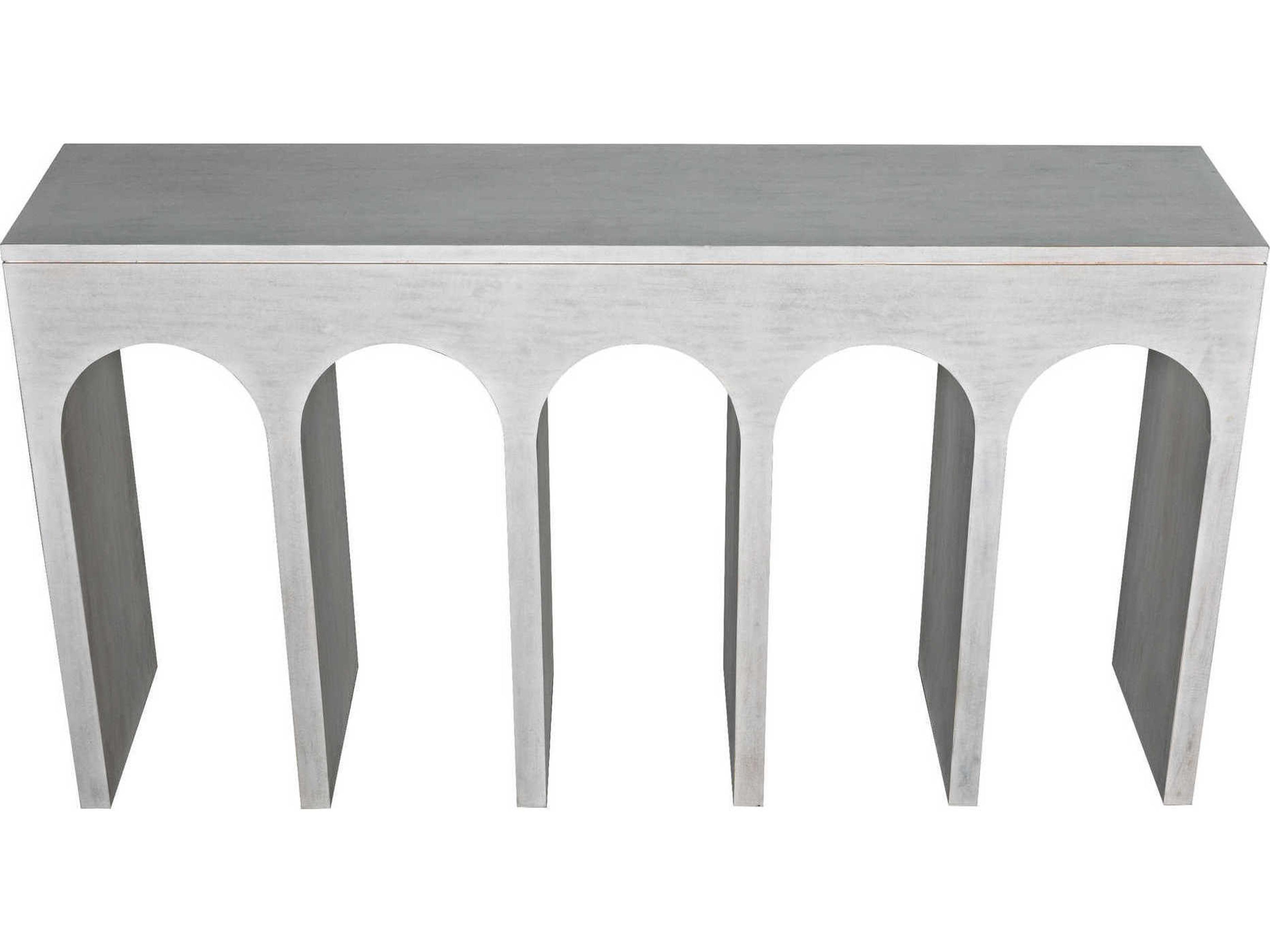 Noir Rectangular Wood White Wash Console Table