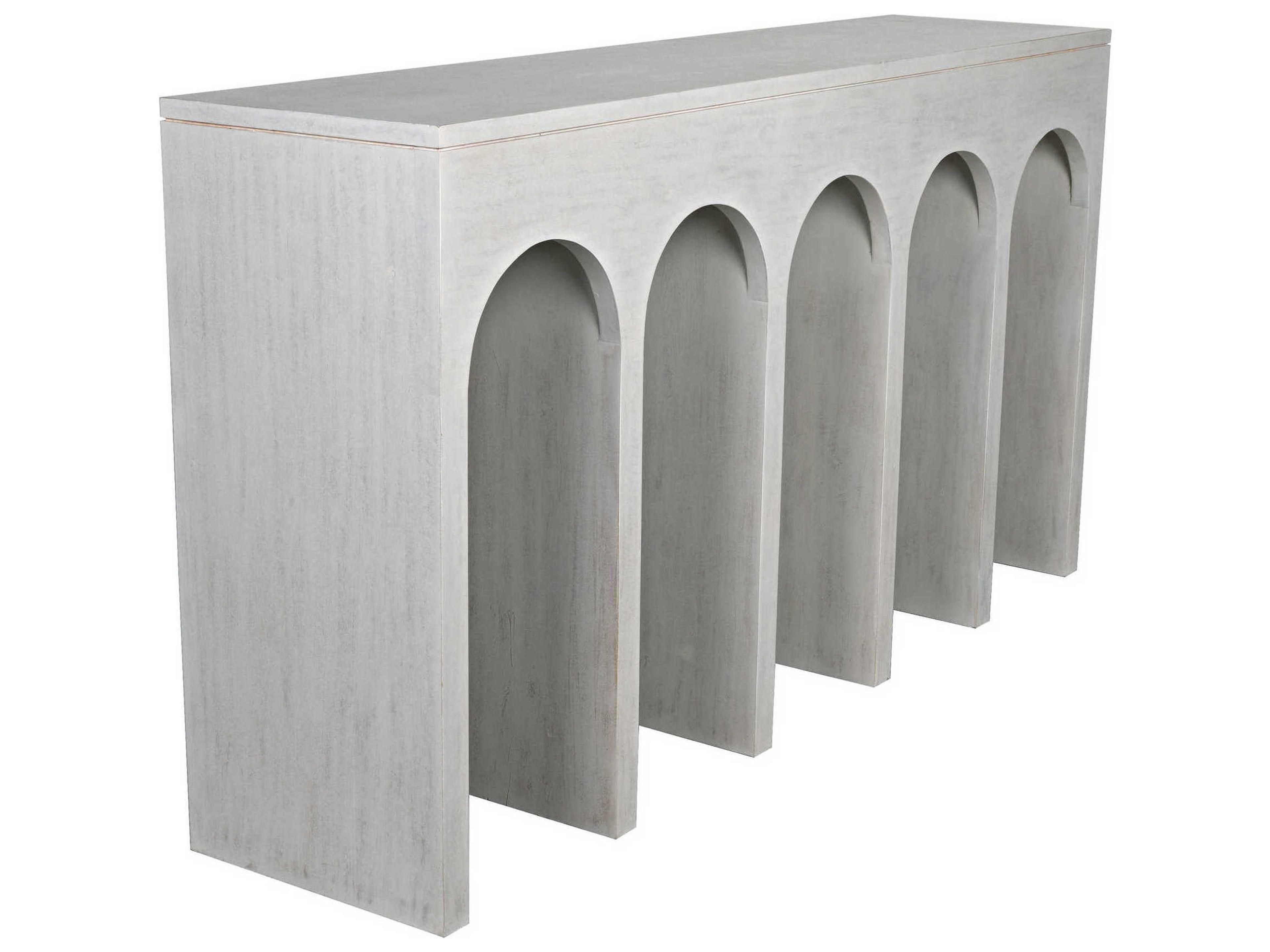 Noir Rectangular Wood White Wash Console Table