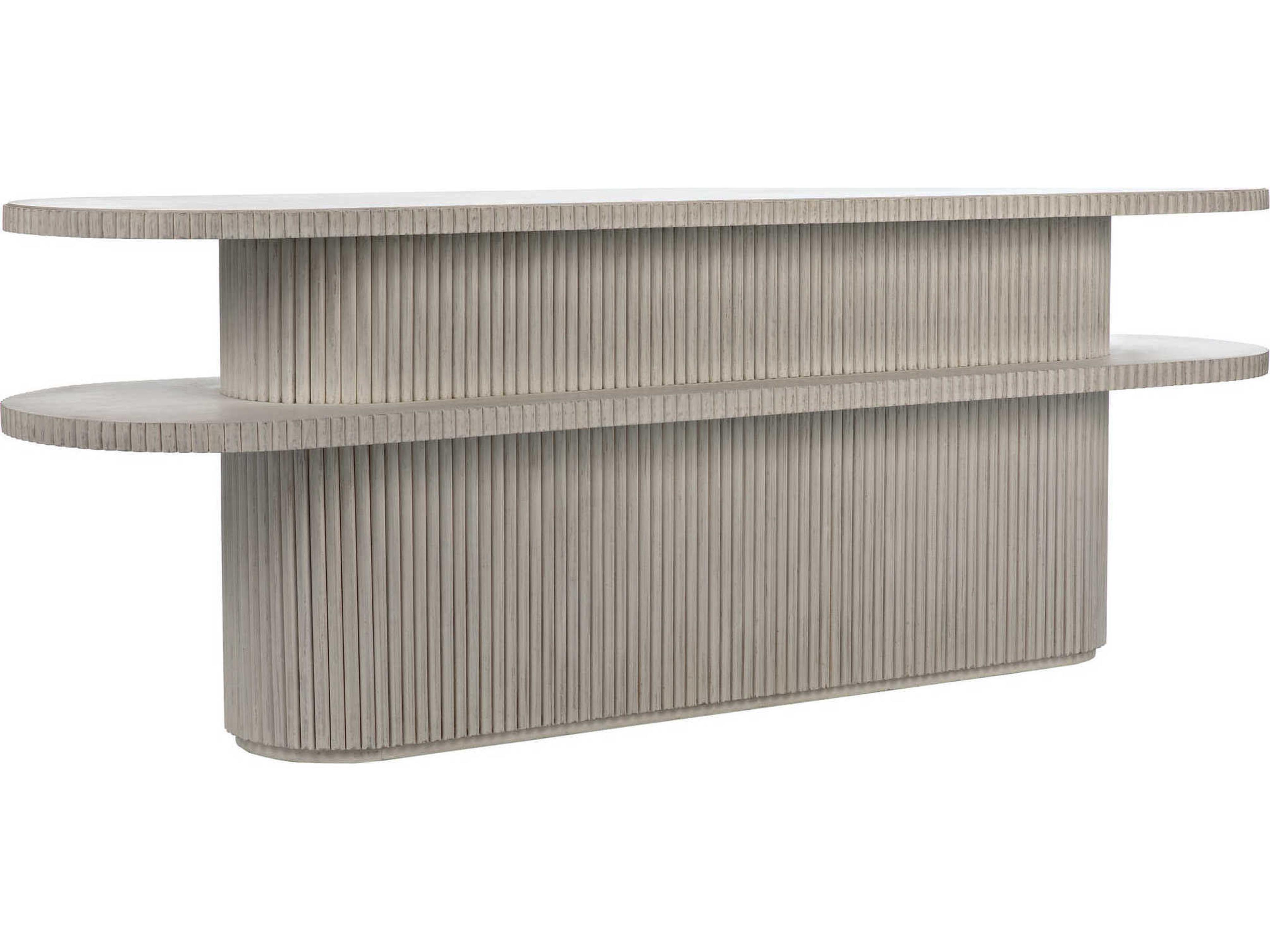 Oval Wood White Wash Console Table