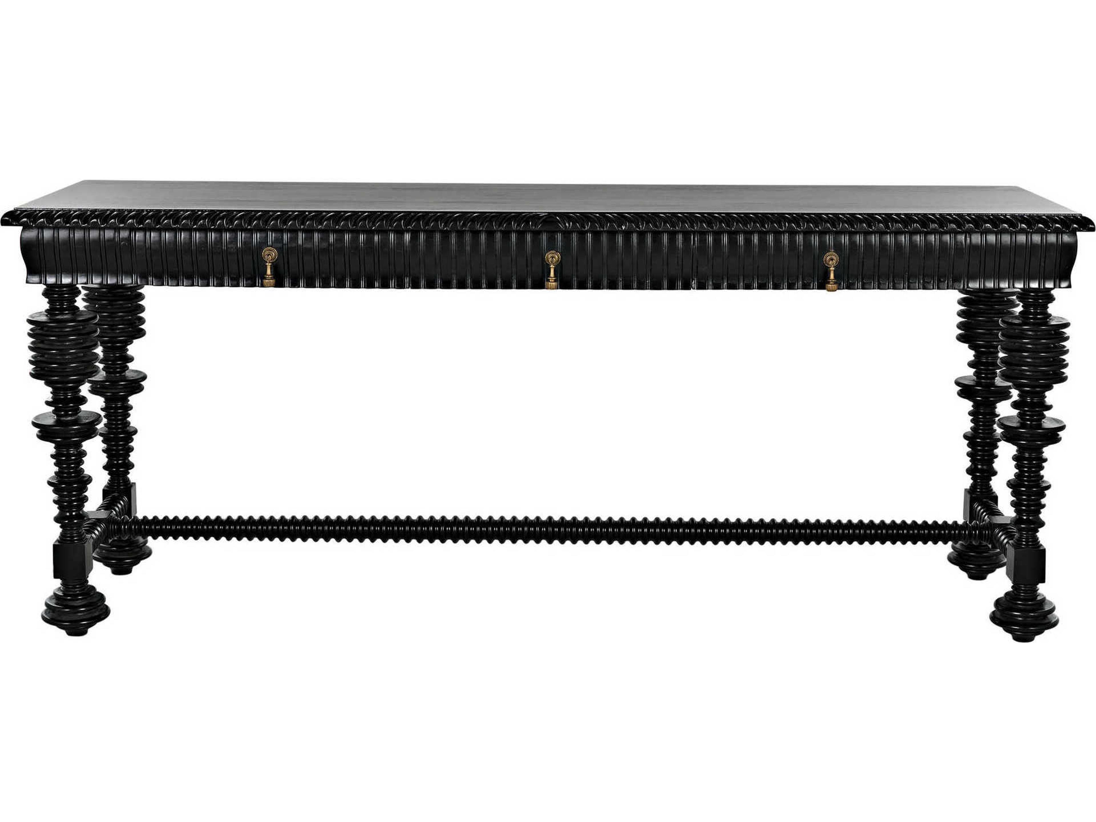 Noir Rectangular Wood Hand Rubbed Black Console Table