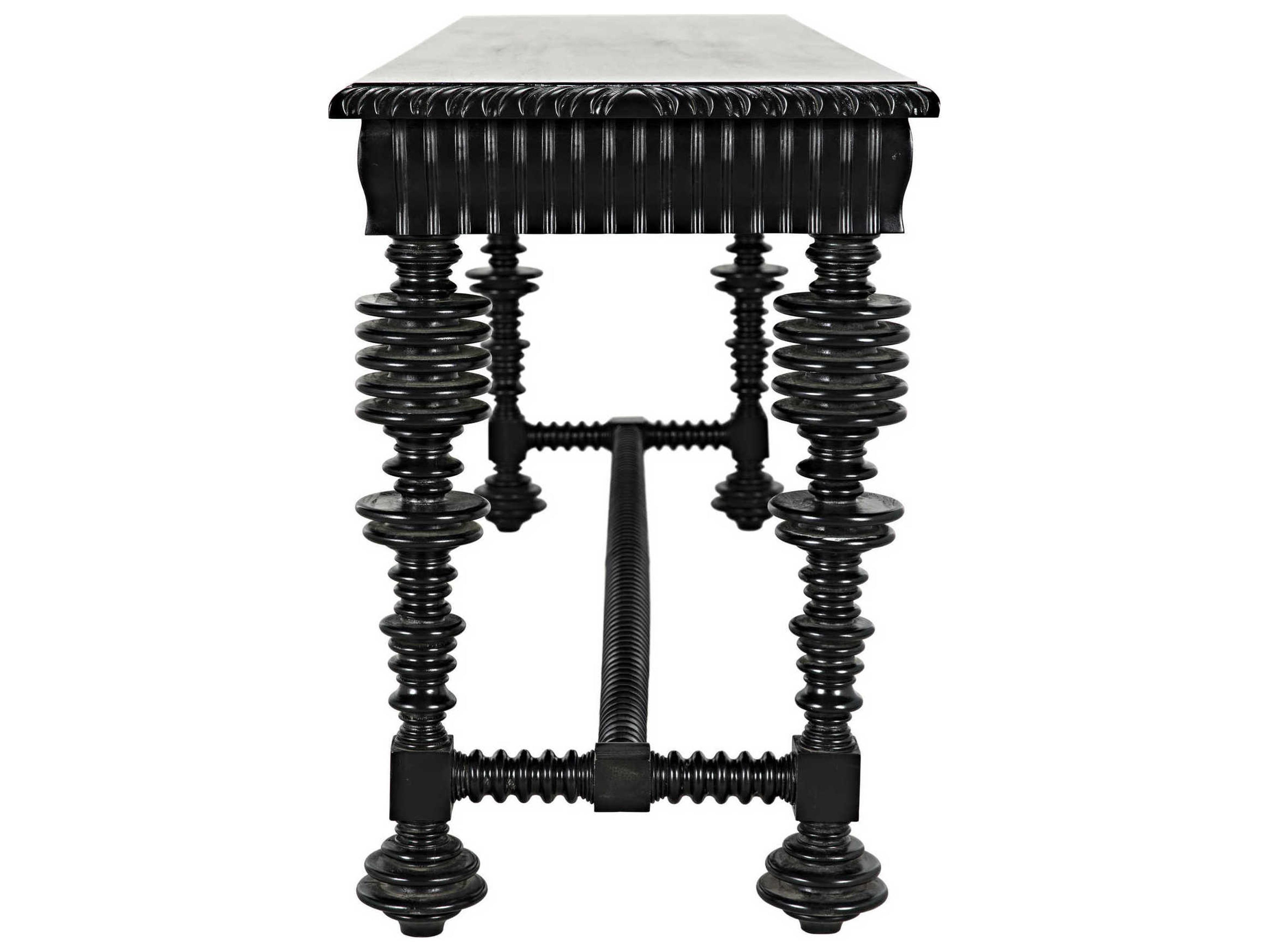 Noir Rectangular Wood Hand Rubbed Black Console Table