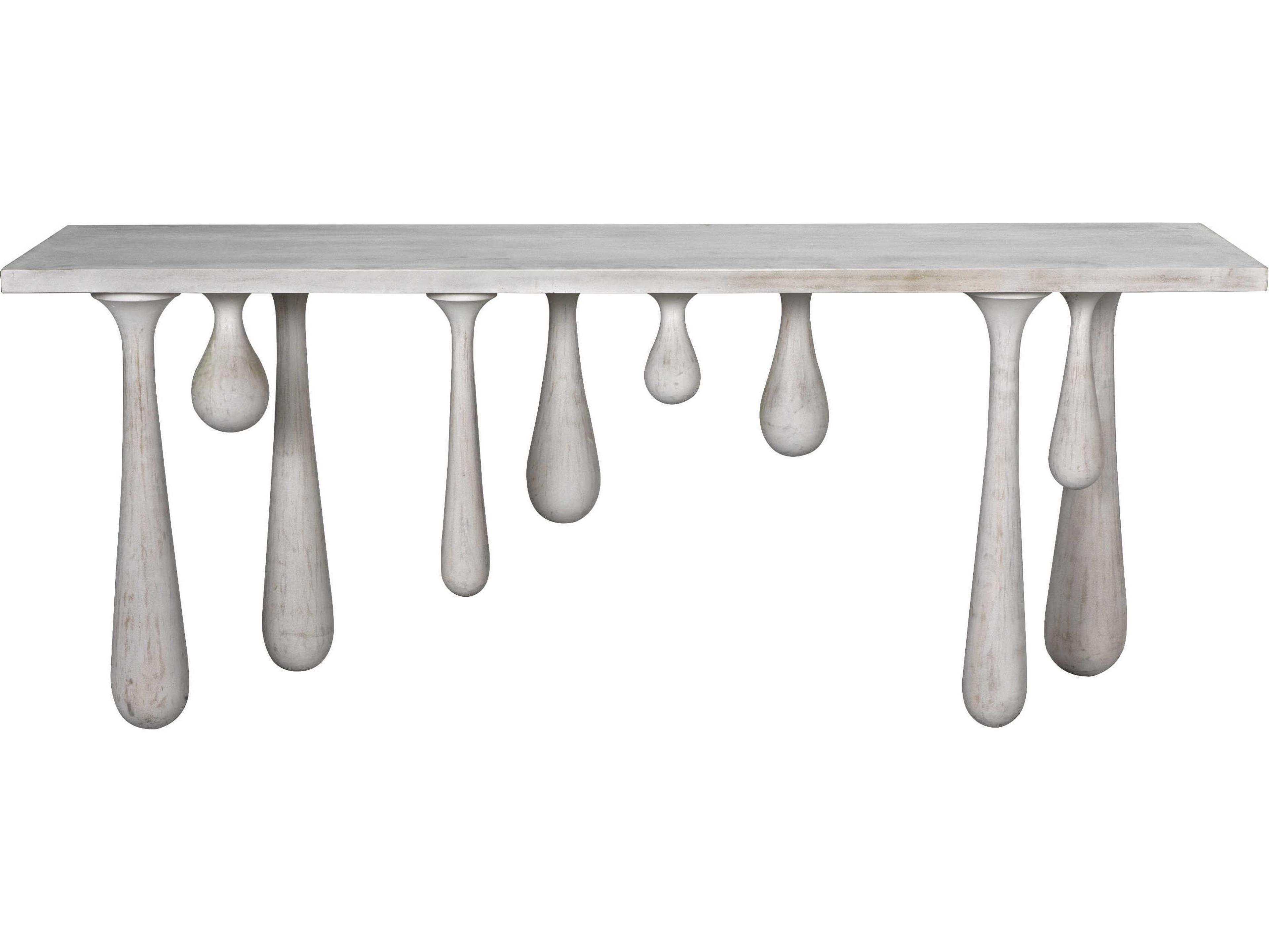 Drop Rectangular Wood White Wash Console Table