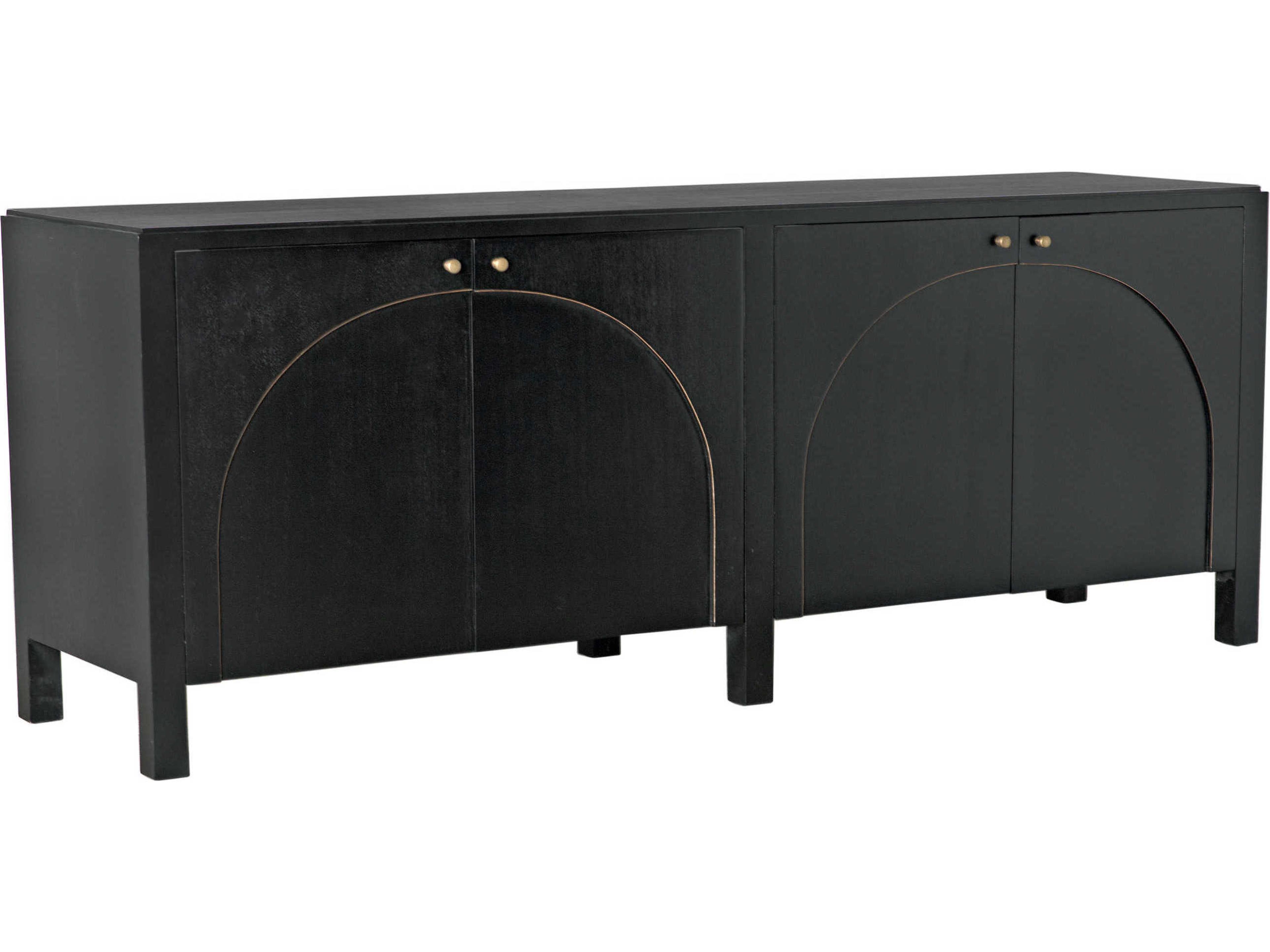 Weston Sideboard in Hand Rubbed Black with Light Brown Trim