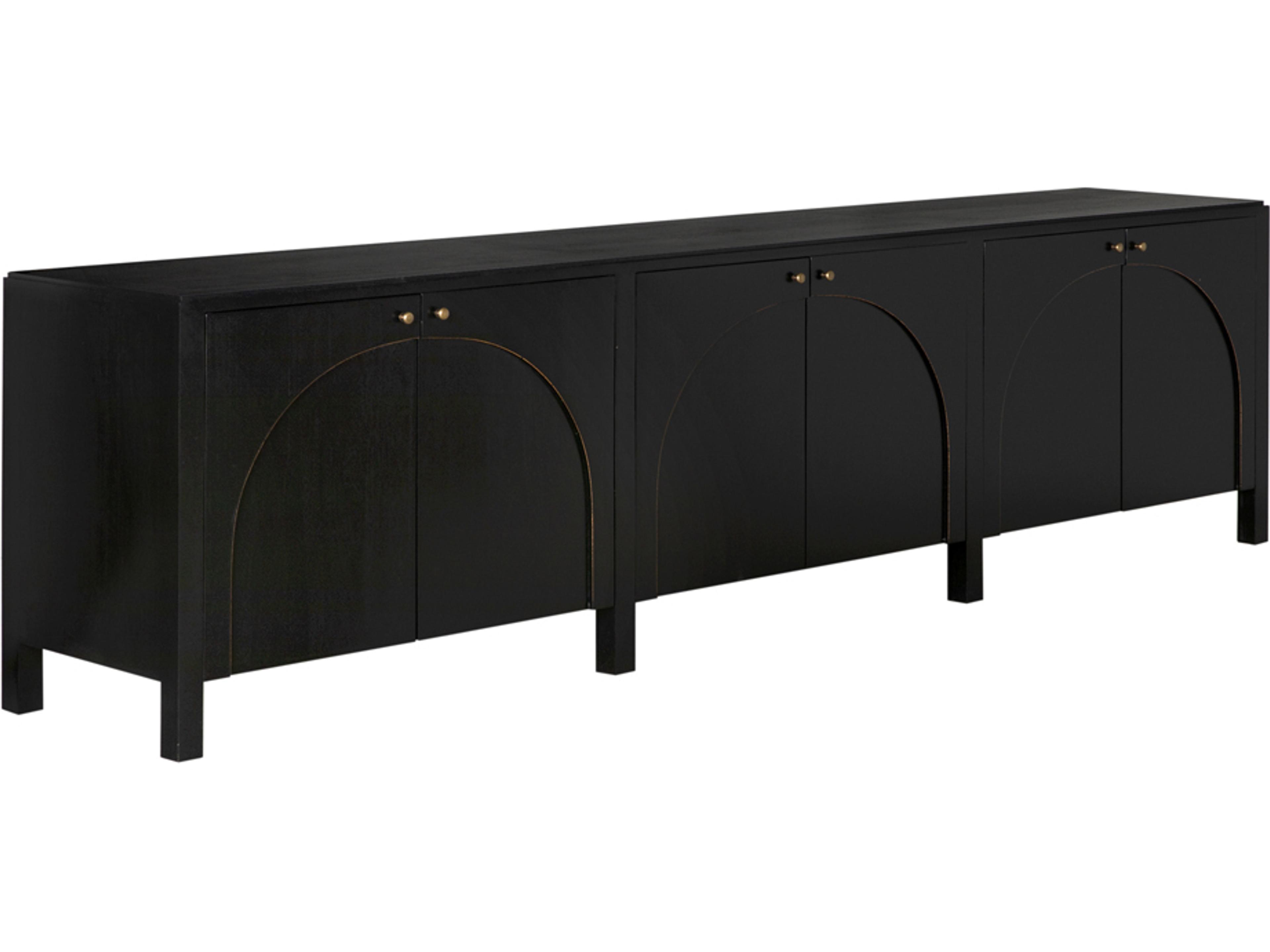 Noir Weston 117" Mahogany Wood Hand Rubbed Black Light Brown Sideboard
