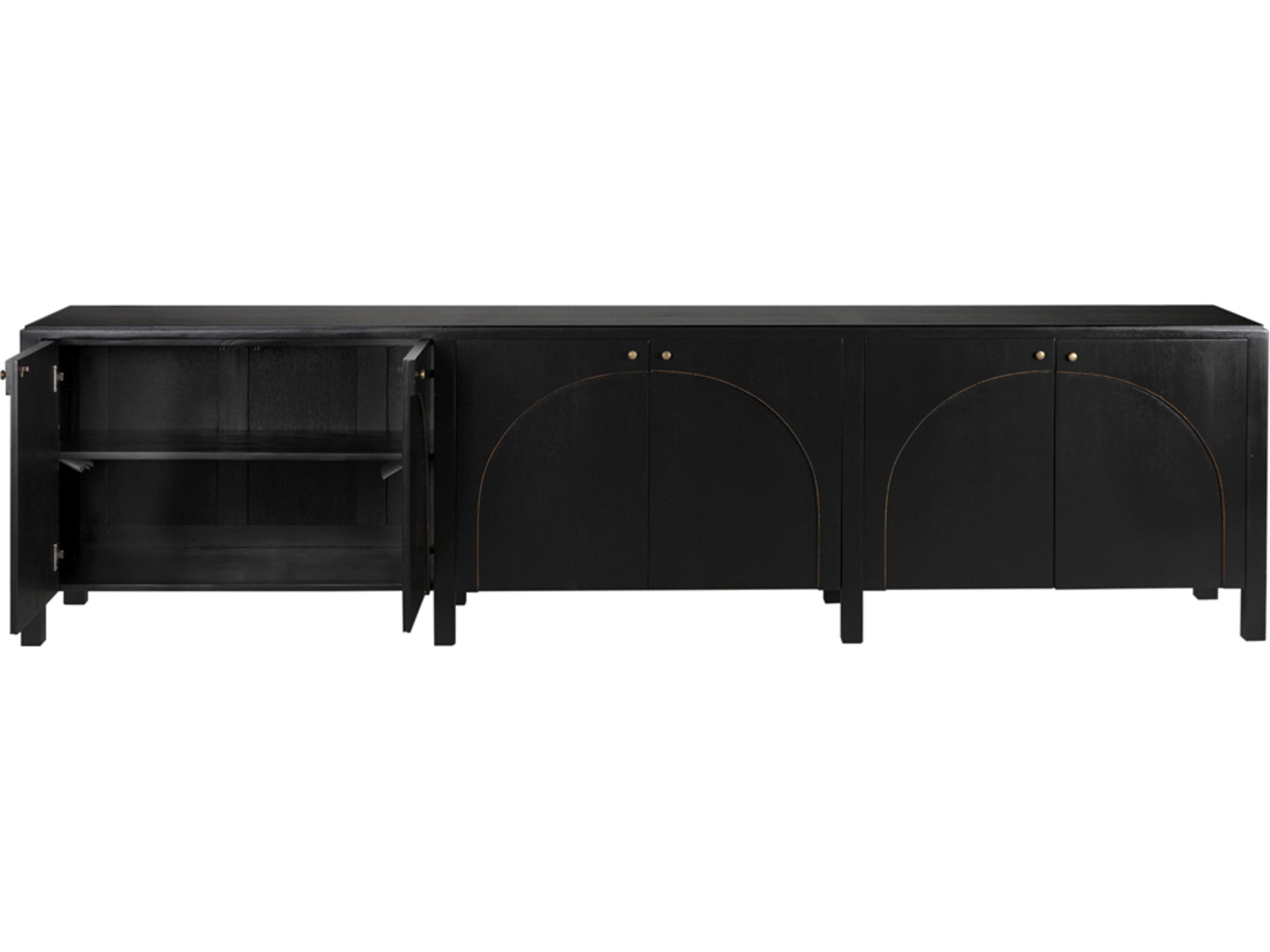 Noir Weston 117" Mahogany Wood Hand Rubbed Black Light Brown Sideboard
