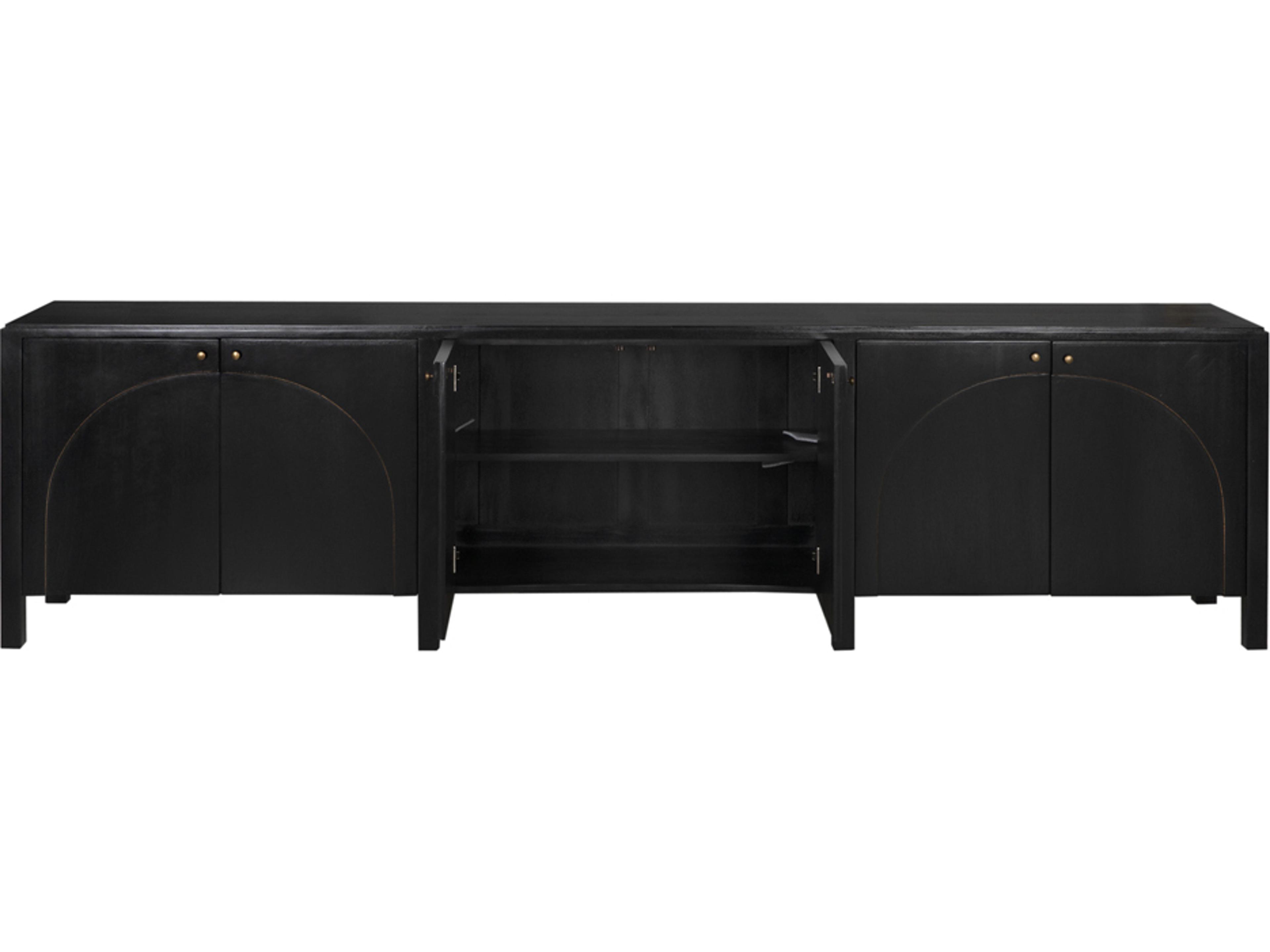 Noir Weston 117" Mahogany Wood Hand Rubbed Black Light Brown Sideboard