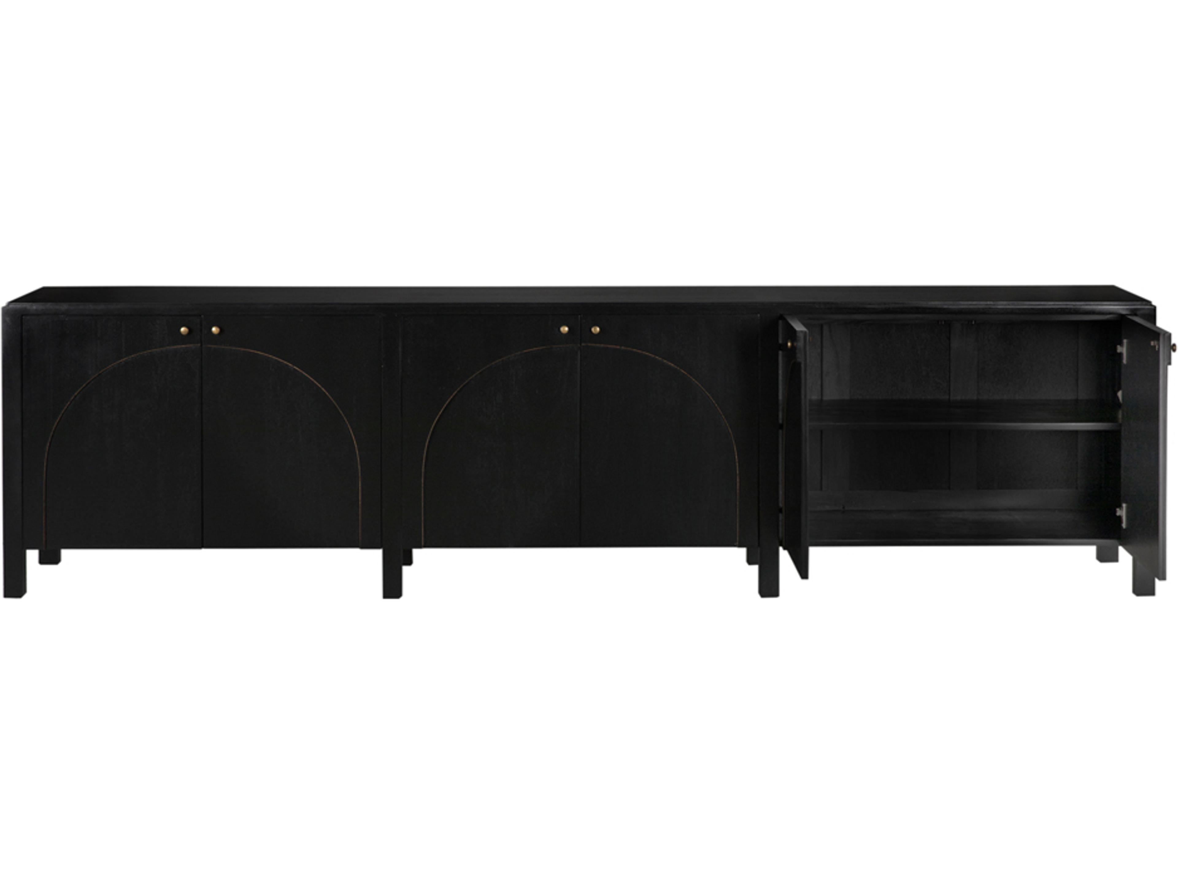 Noir Weston 117" Mahogany Wood Hand Rubbed Black Light Brown Sideboard