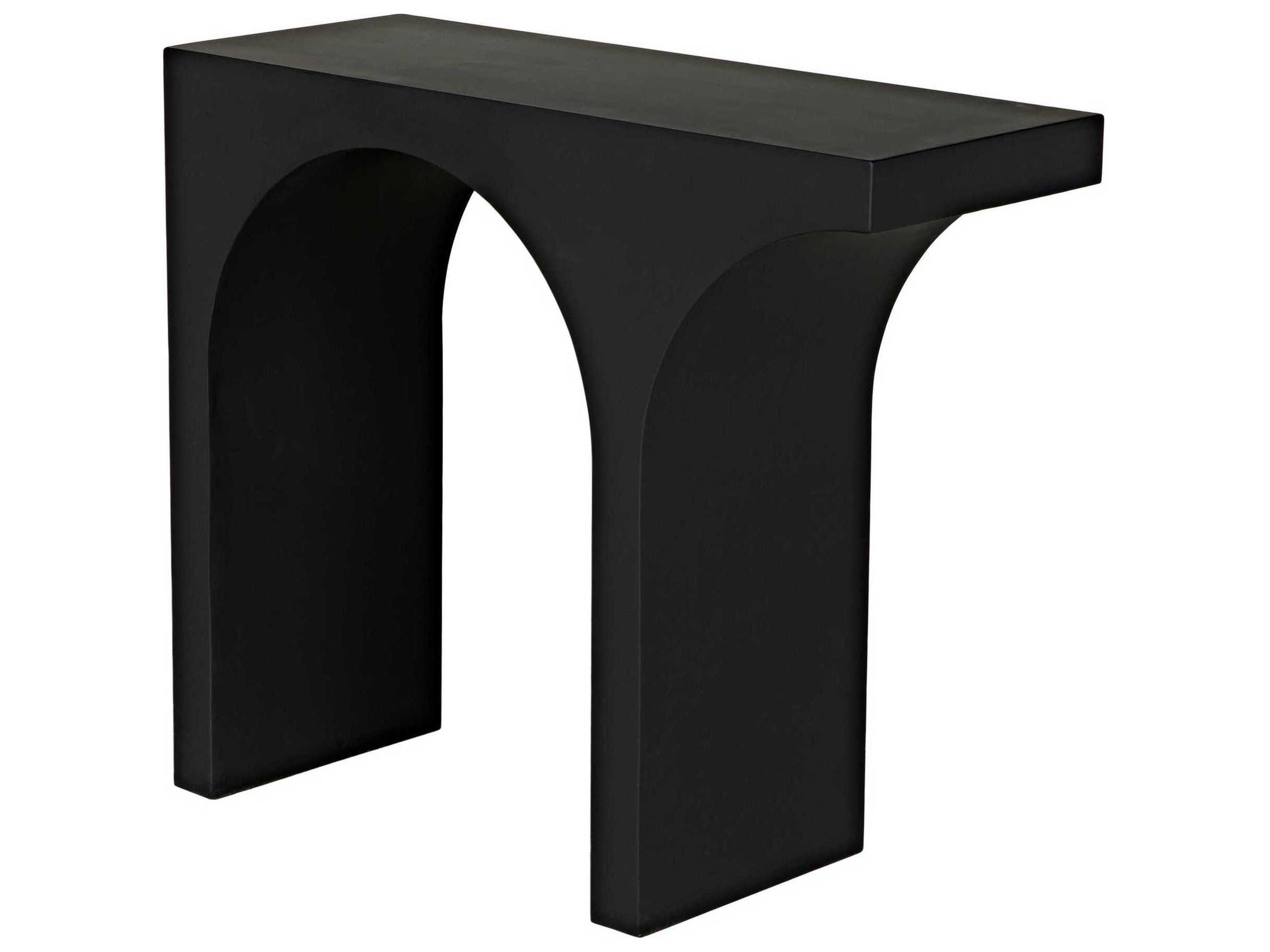 Noir Rectangular Metal Matte Black Console Table