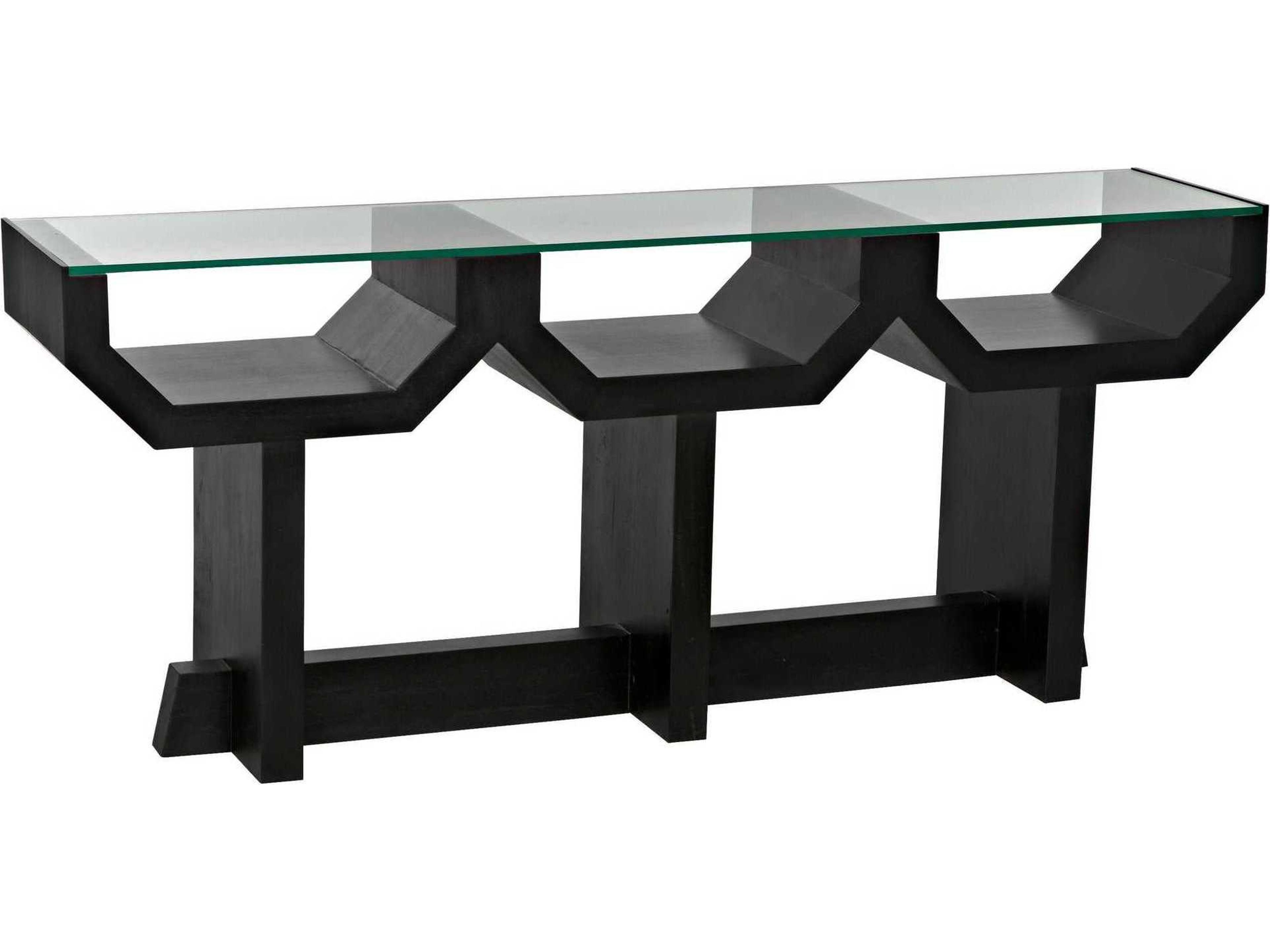 Noir Rectangular Glass Black Console Table