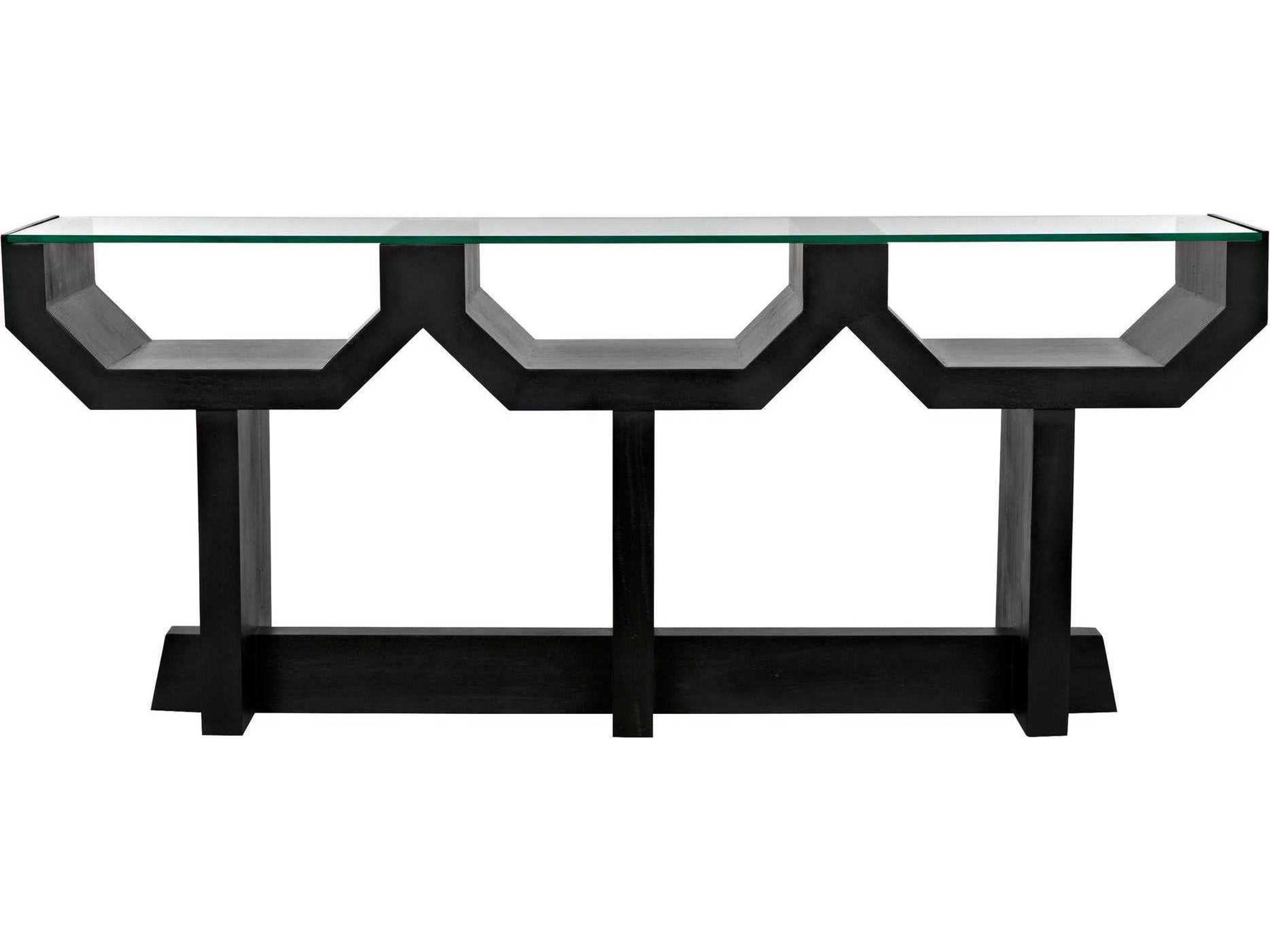 Noir Rectangular Glass Black Console Table