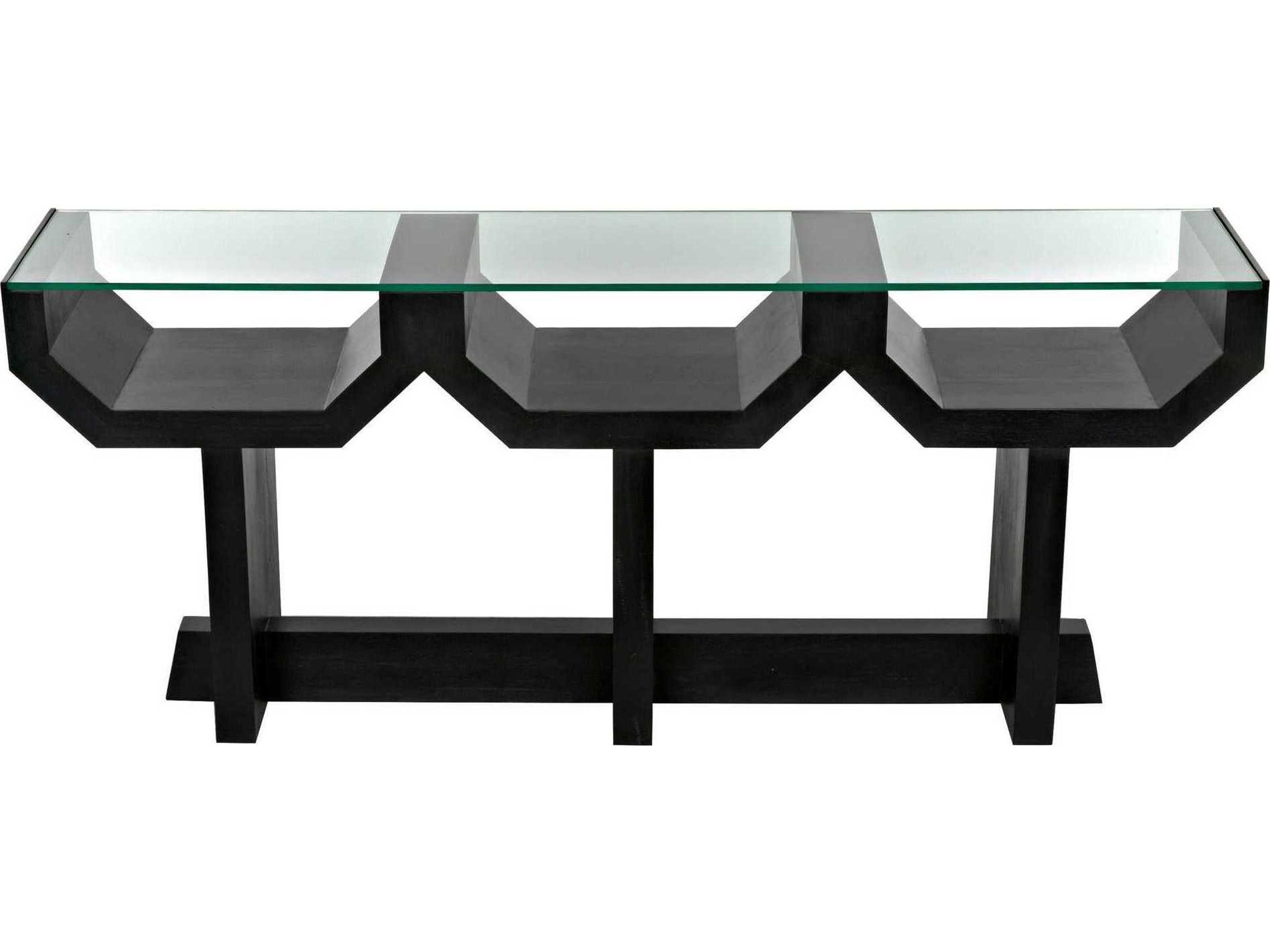 Noir Rectangular Glass Black Console Table