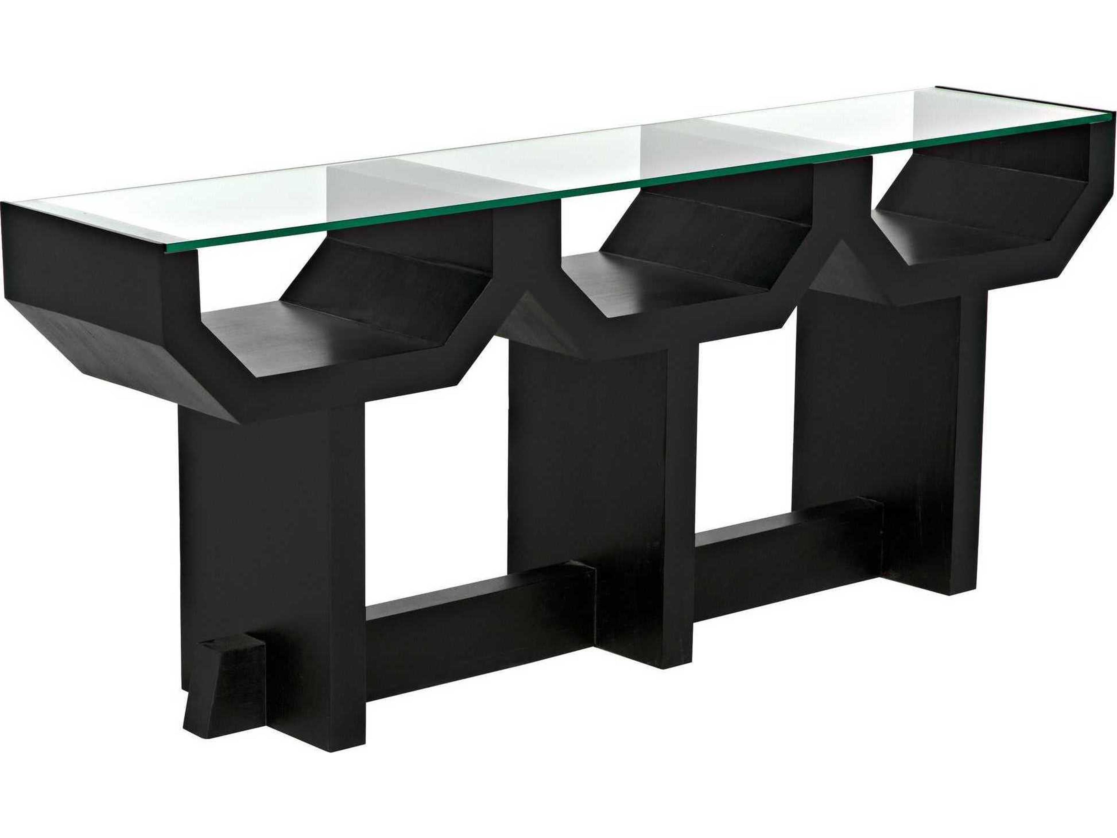 Noir Rectangular Glass Black Console Table