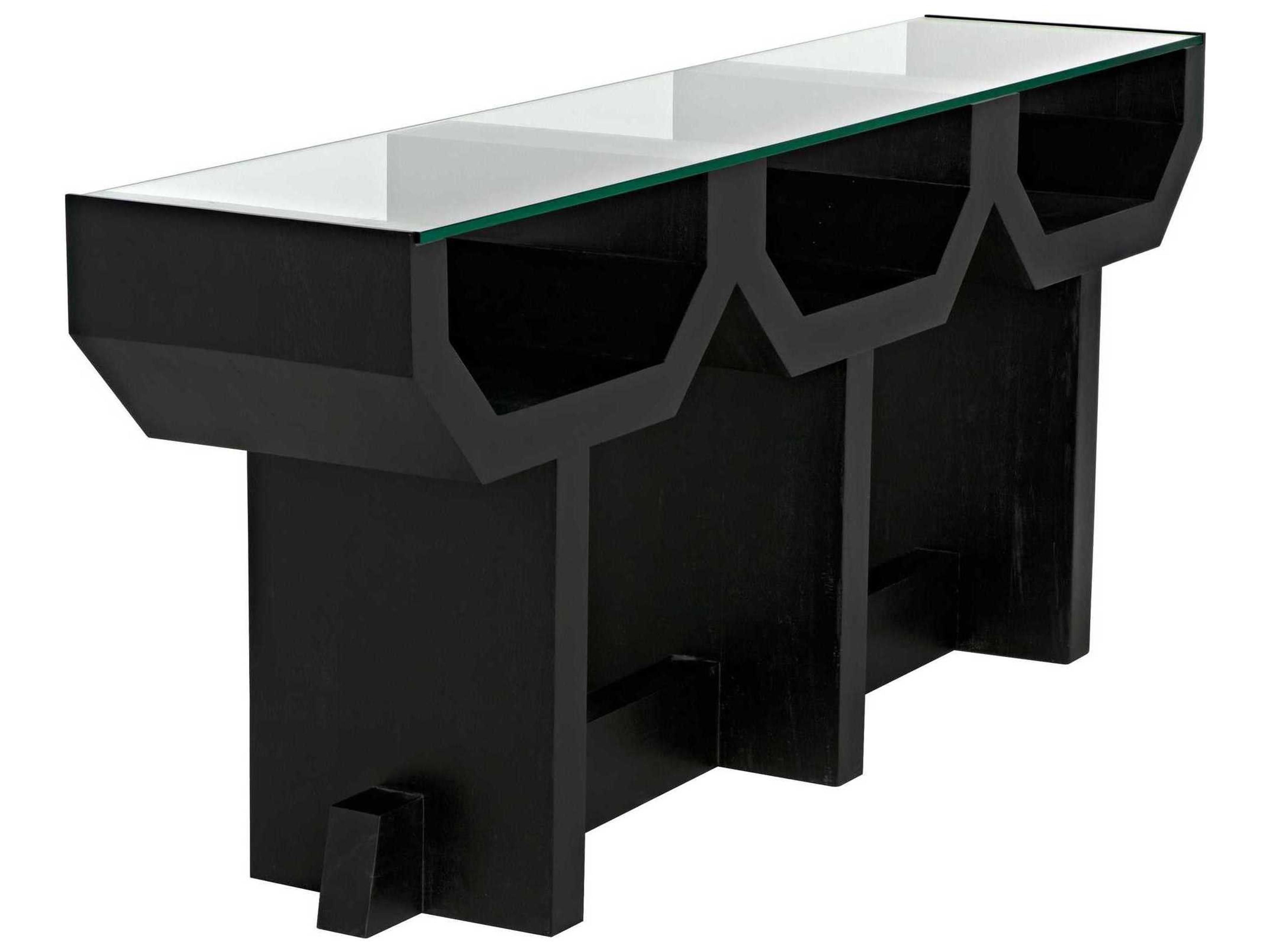 Noir Rectangular Glass Black Console Table