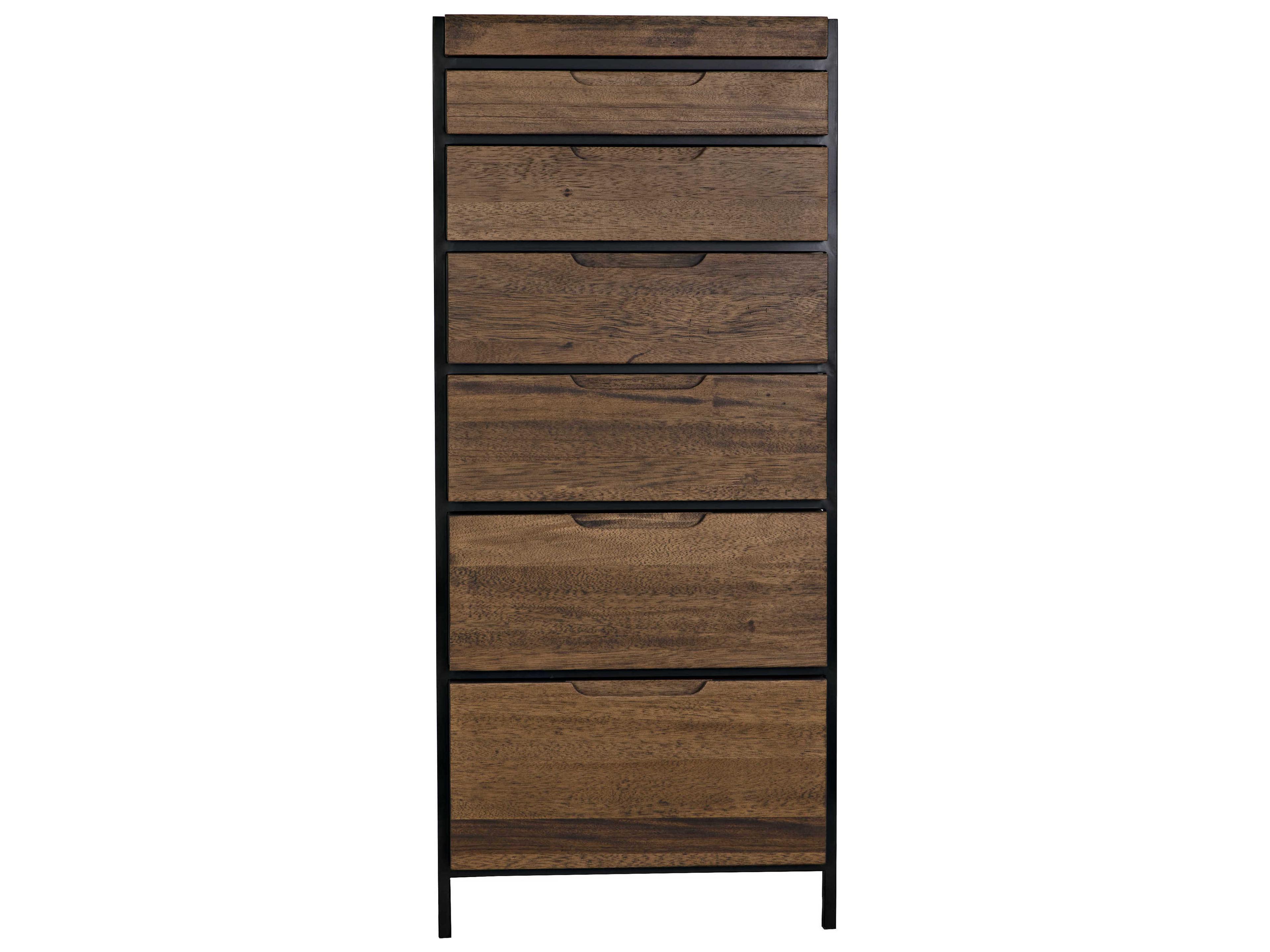 Noir 6-Drawers Dark Walnut Black Wood Accent Chest