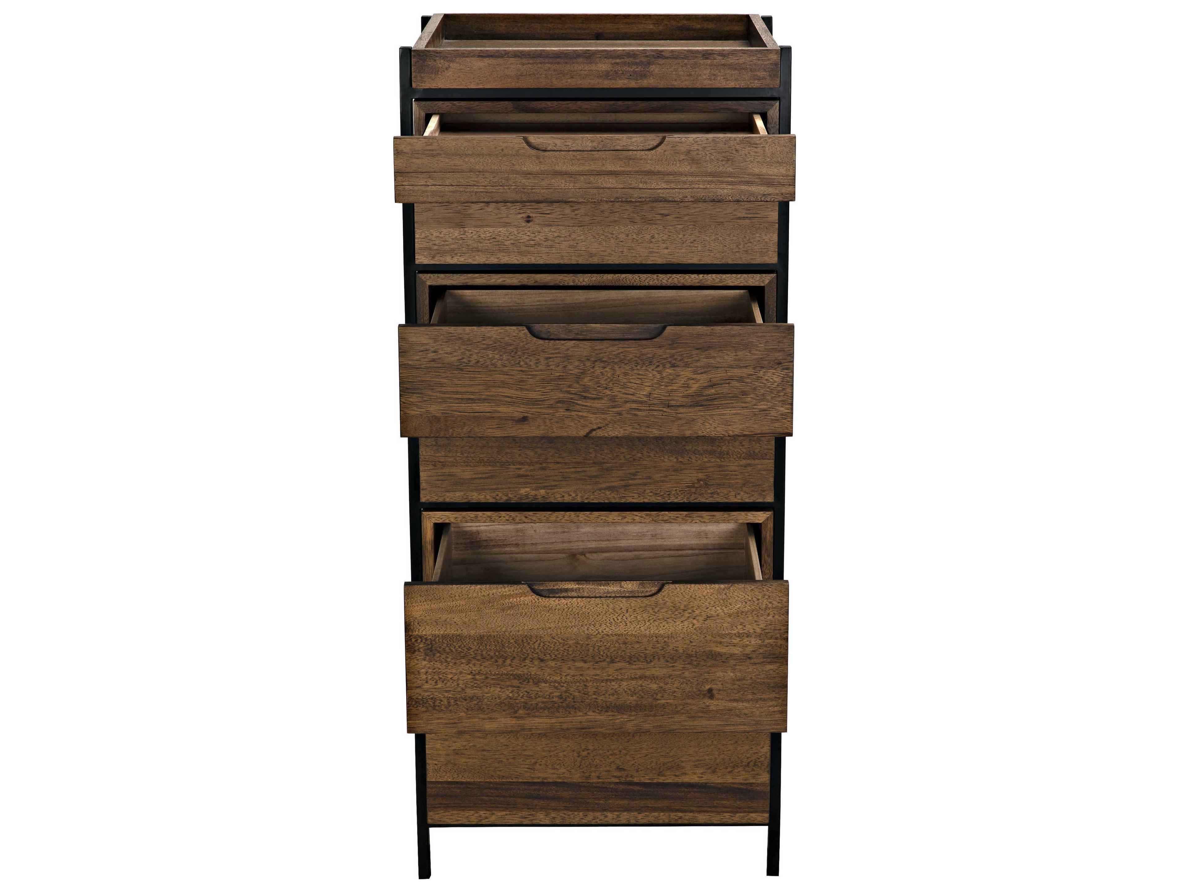 Noir 6-Drawers Dark Walnut Black Wood Accent Chest