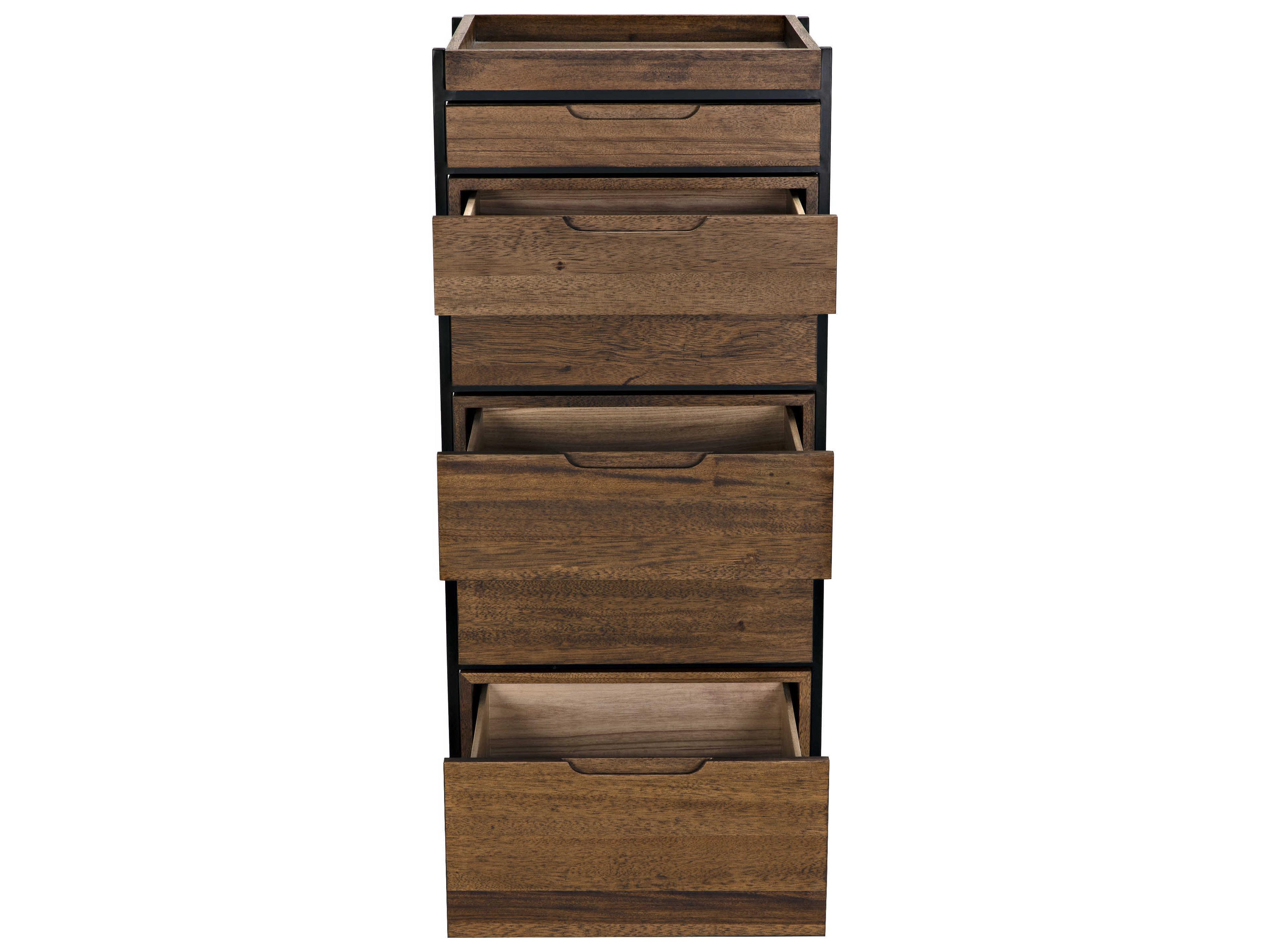 Noir 6-Drawers Dark Walnut Black Wood Accent Chest