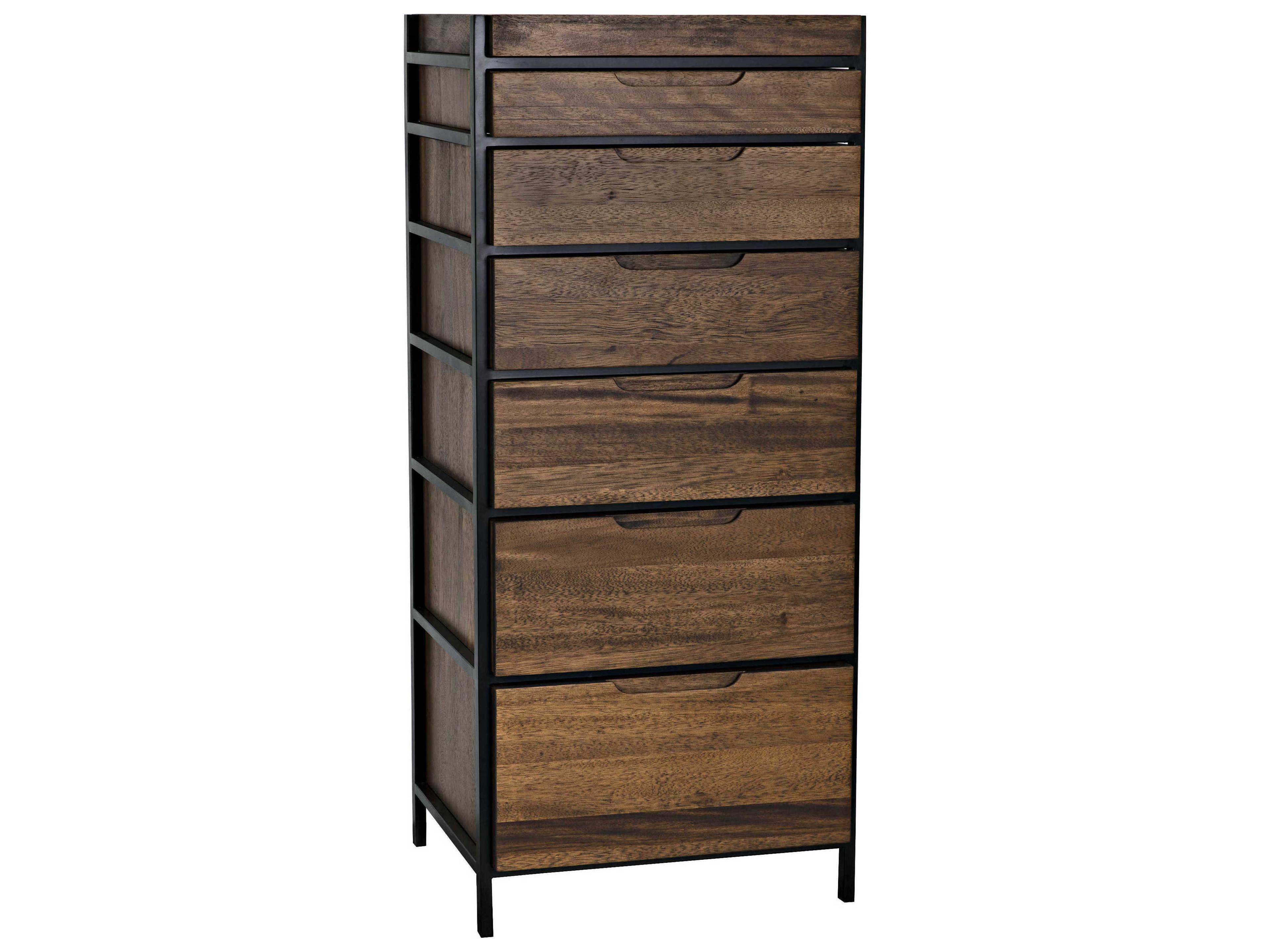Noir 6-Drawers Dark Walnut Black Wood Accent Chest