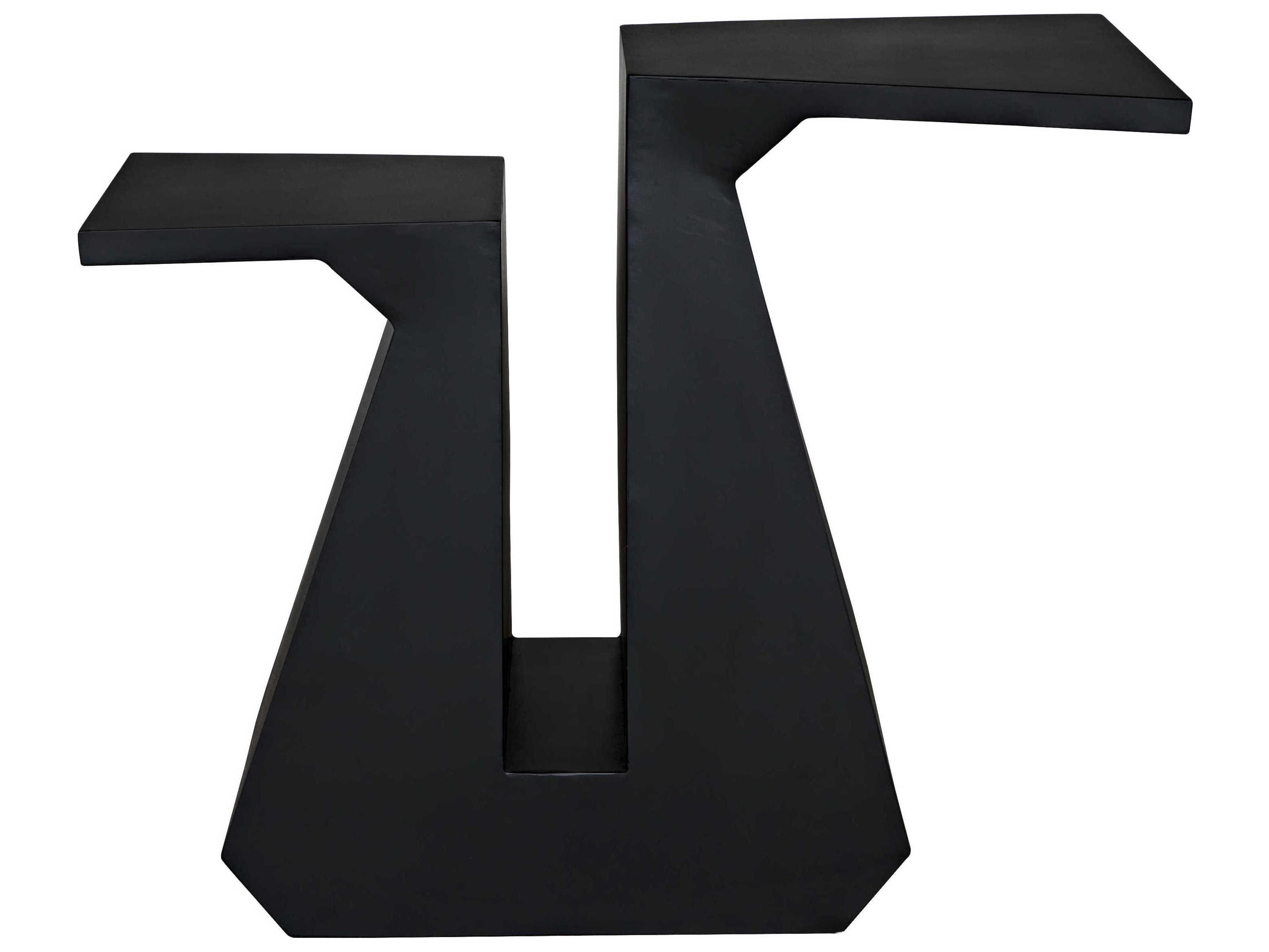 Noir Gaston Rectangular Metal Matte Black Console Table
