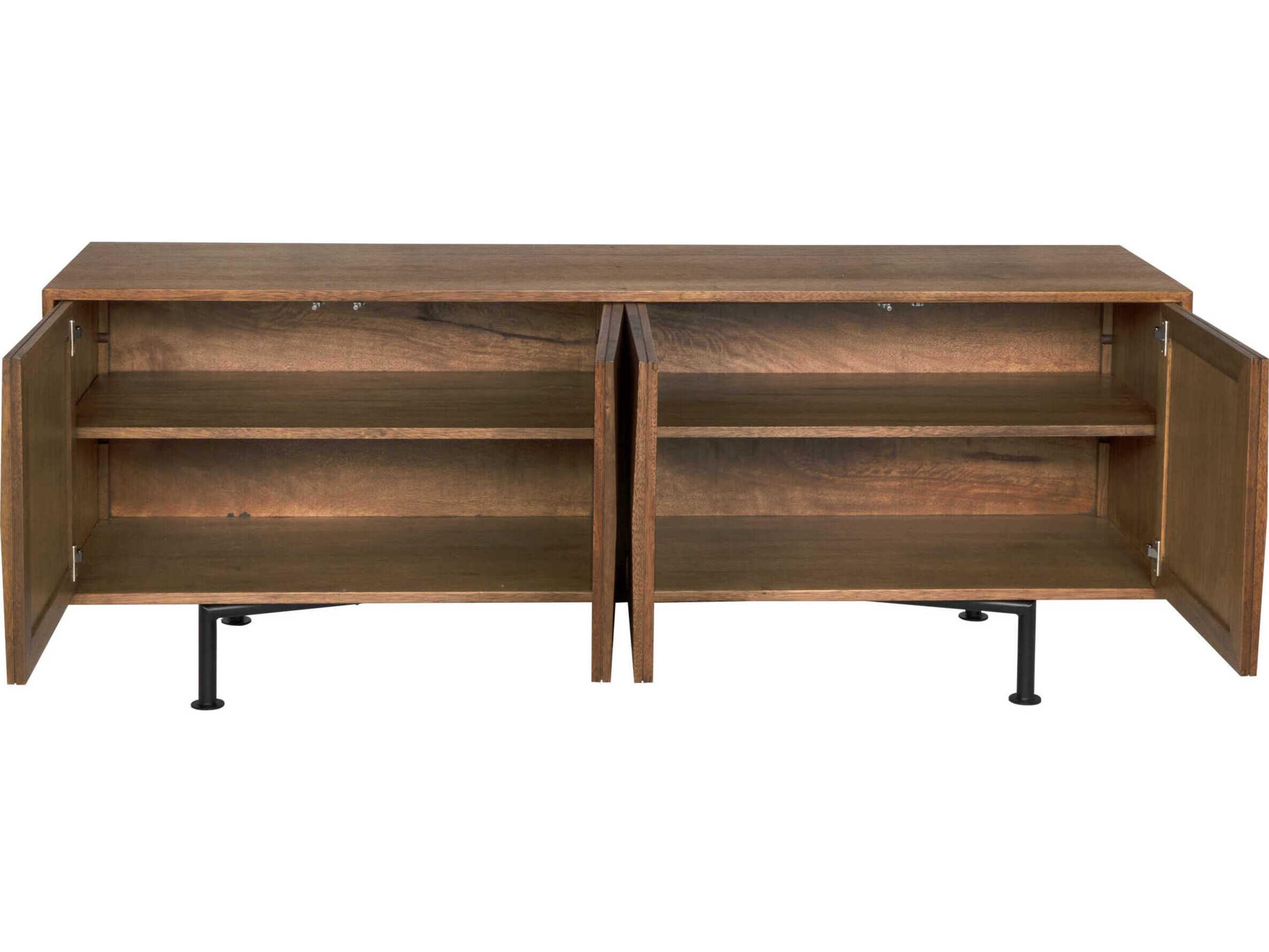 Noir Lionell 81" Walnut Wood Dark Sideboard