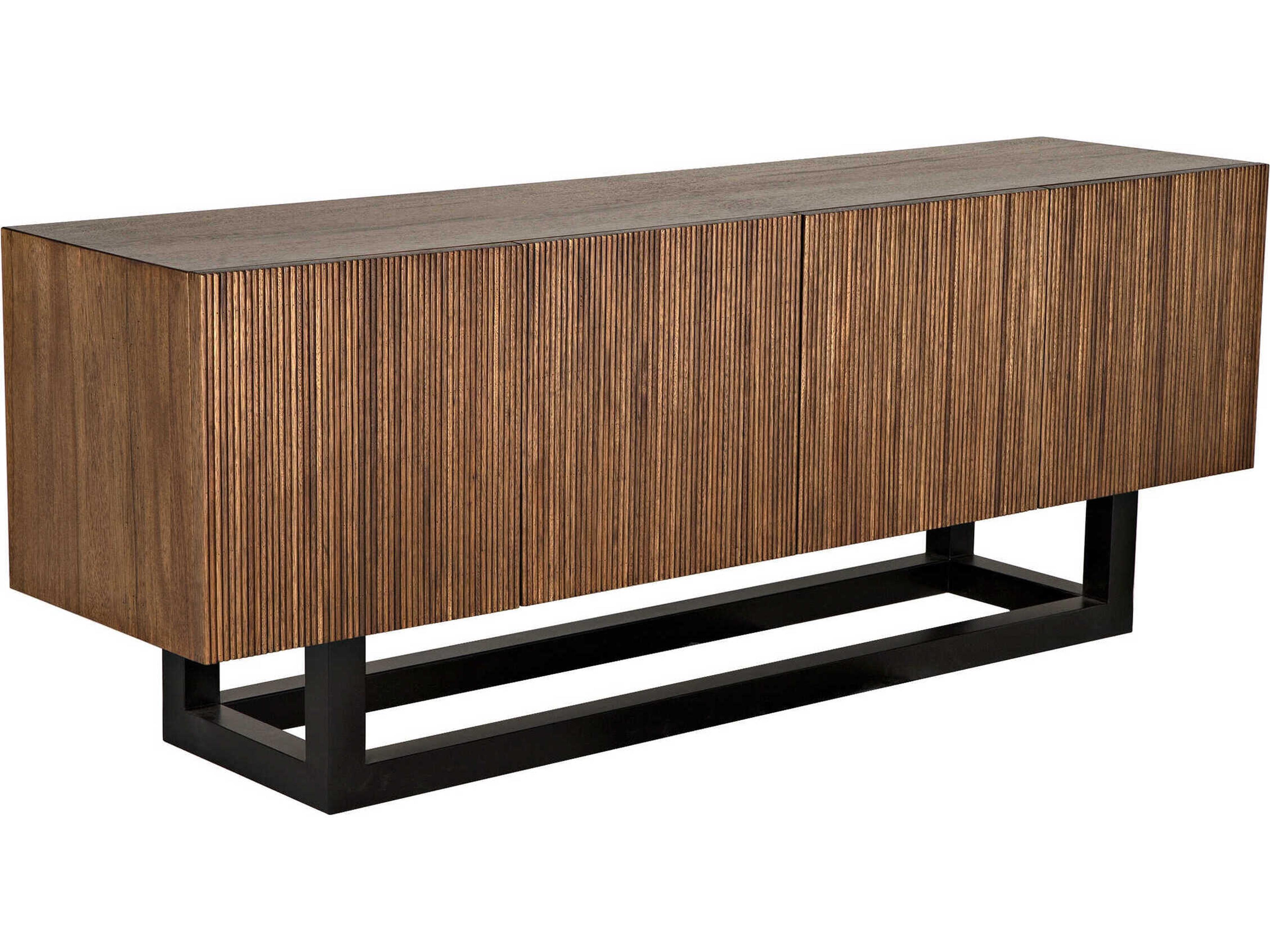 Thomson 80-Inch Dark Walnut Sideboard with Matte Black Steel