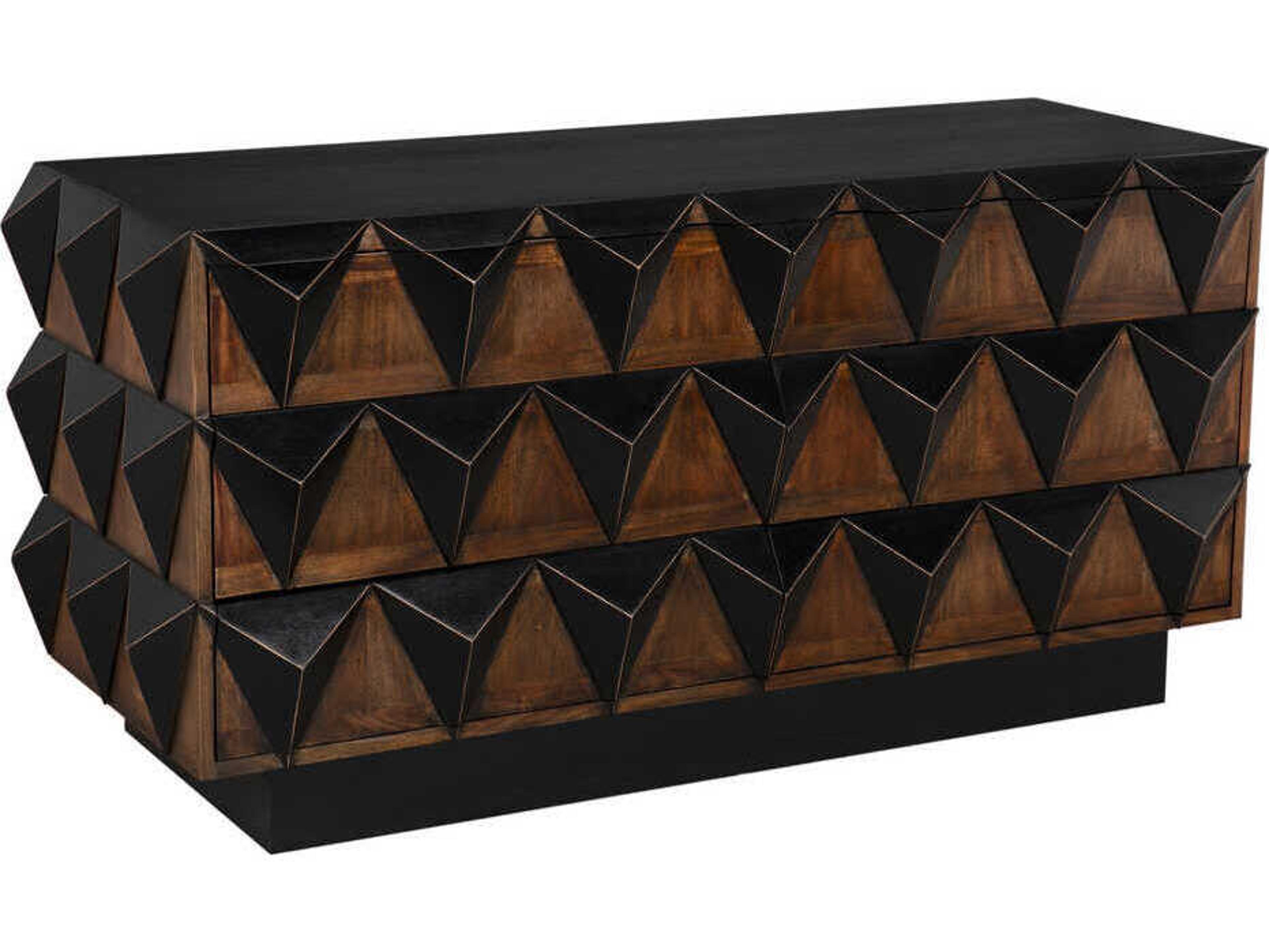 Noir 63" Mahogany Wood Hand Rubbed Black Brown Nigel Sideboard