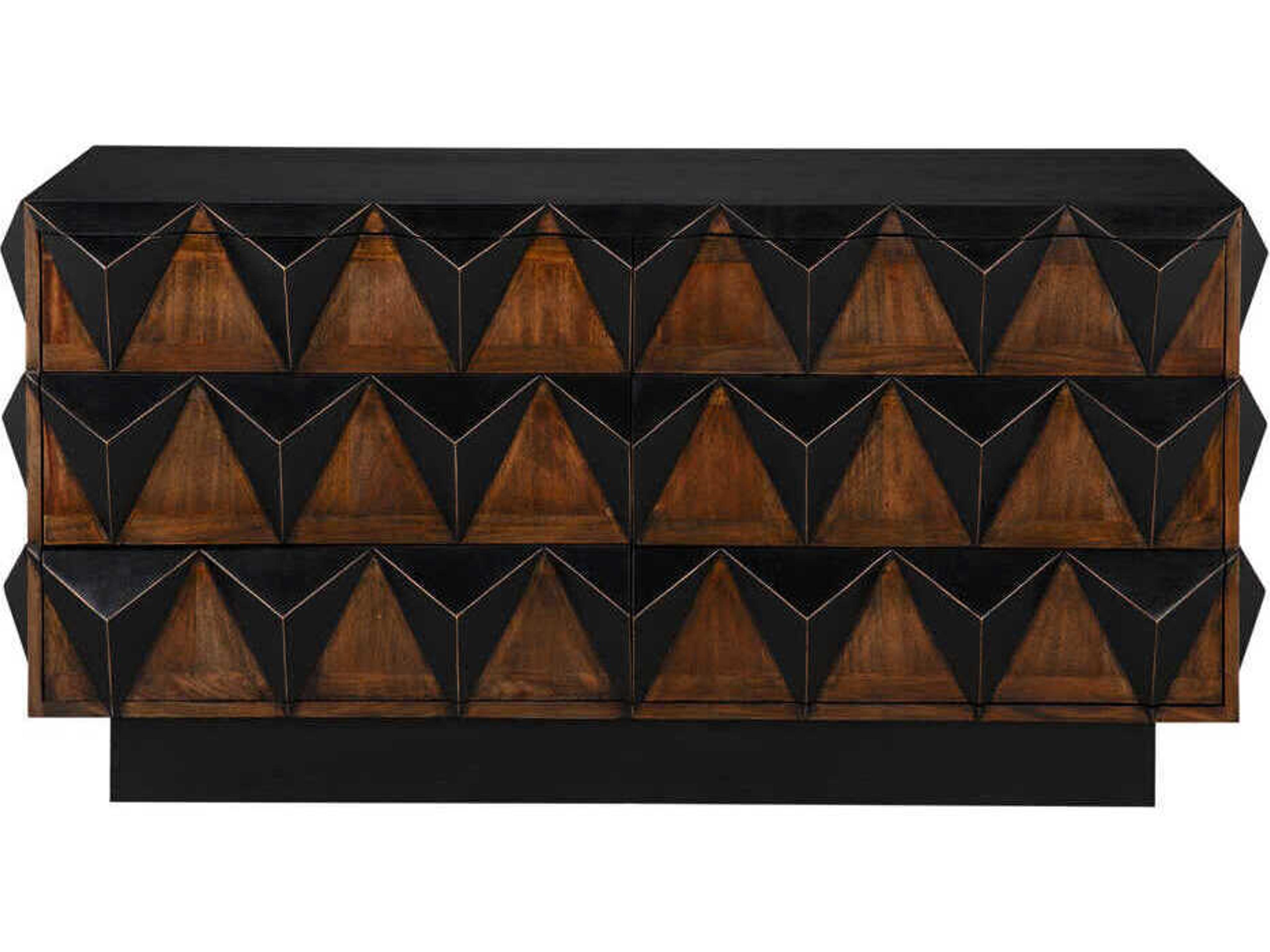 Noir 63" Mahogany Wood Hand Rubbed Black Brown Nigel Sideboard