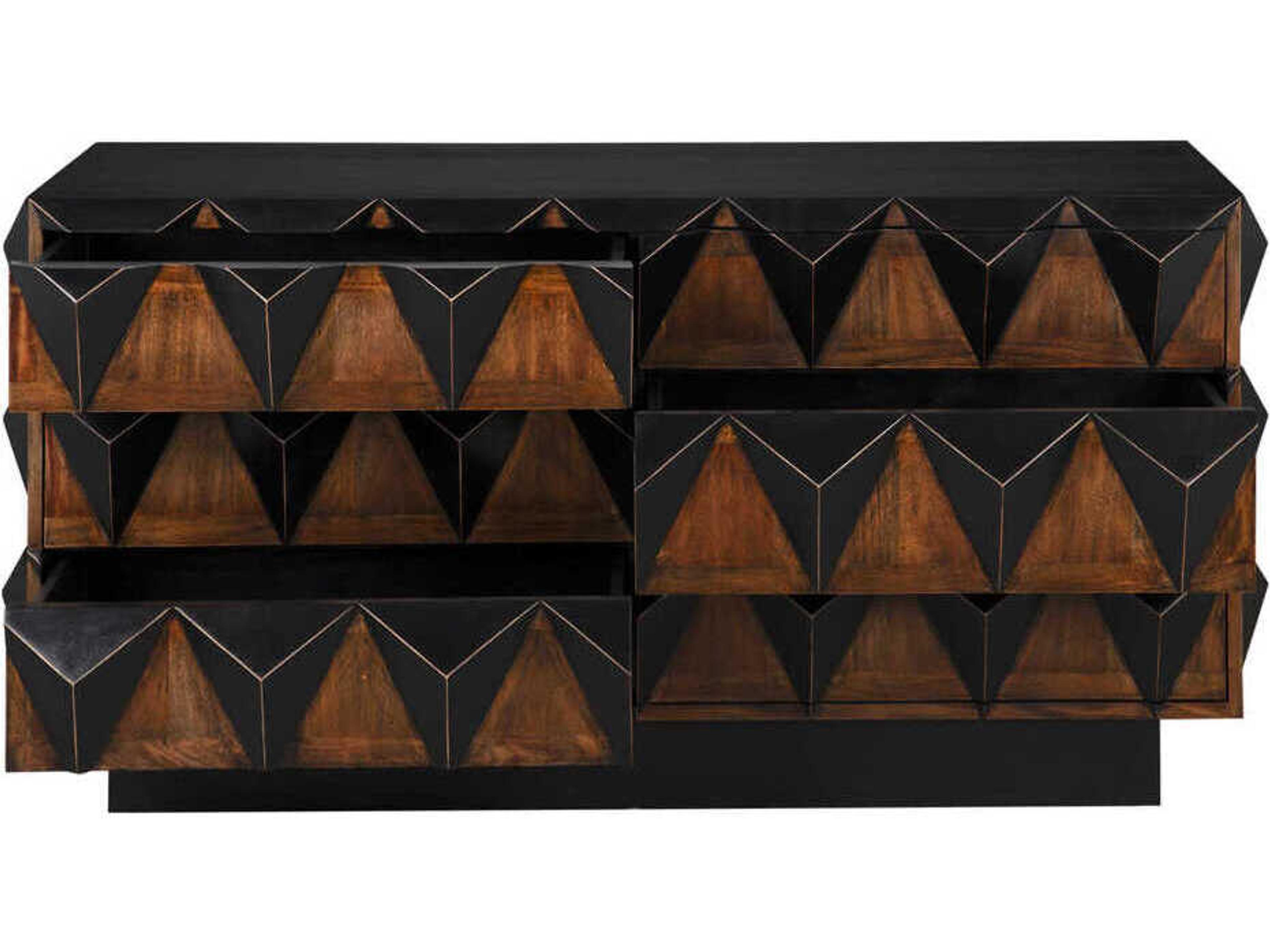 Noir 63" Mahogany Wood Hand Rubbed Black Brown Nigel Sideboard