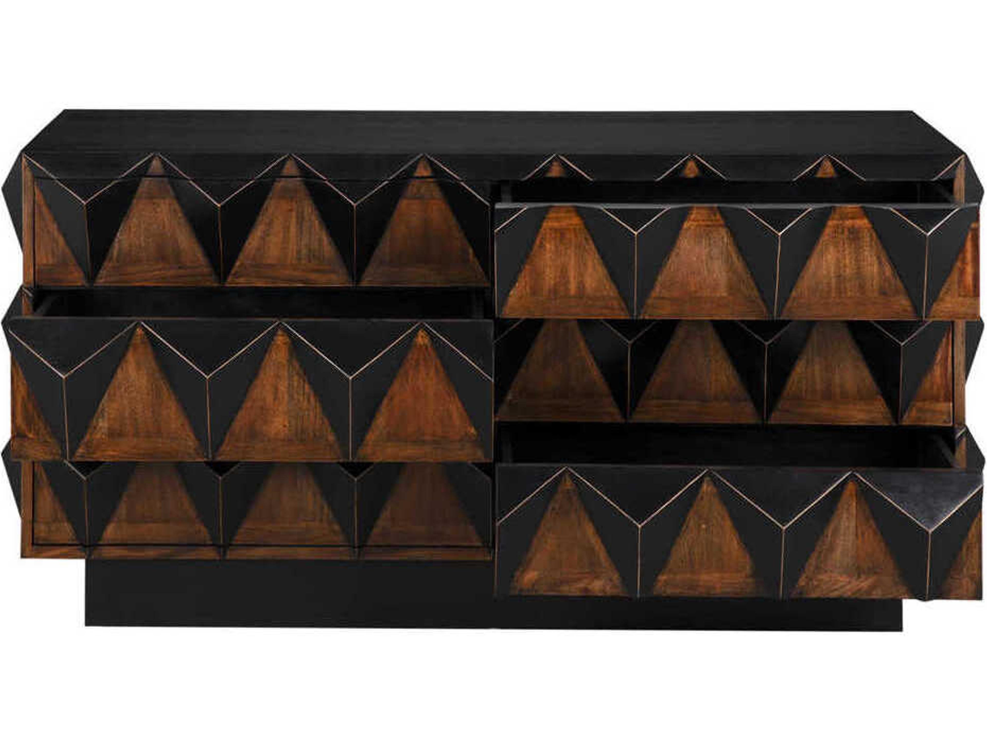 Noir 63" Mahogany Wood Hand Rubbed Black Brown Nigel Sideboard