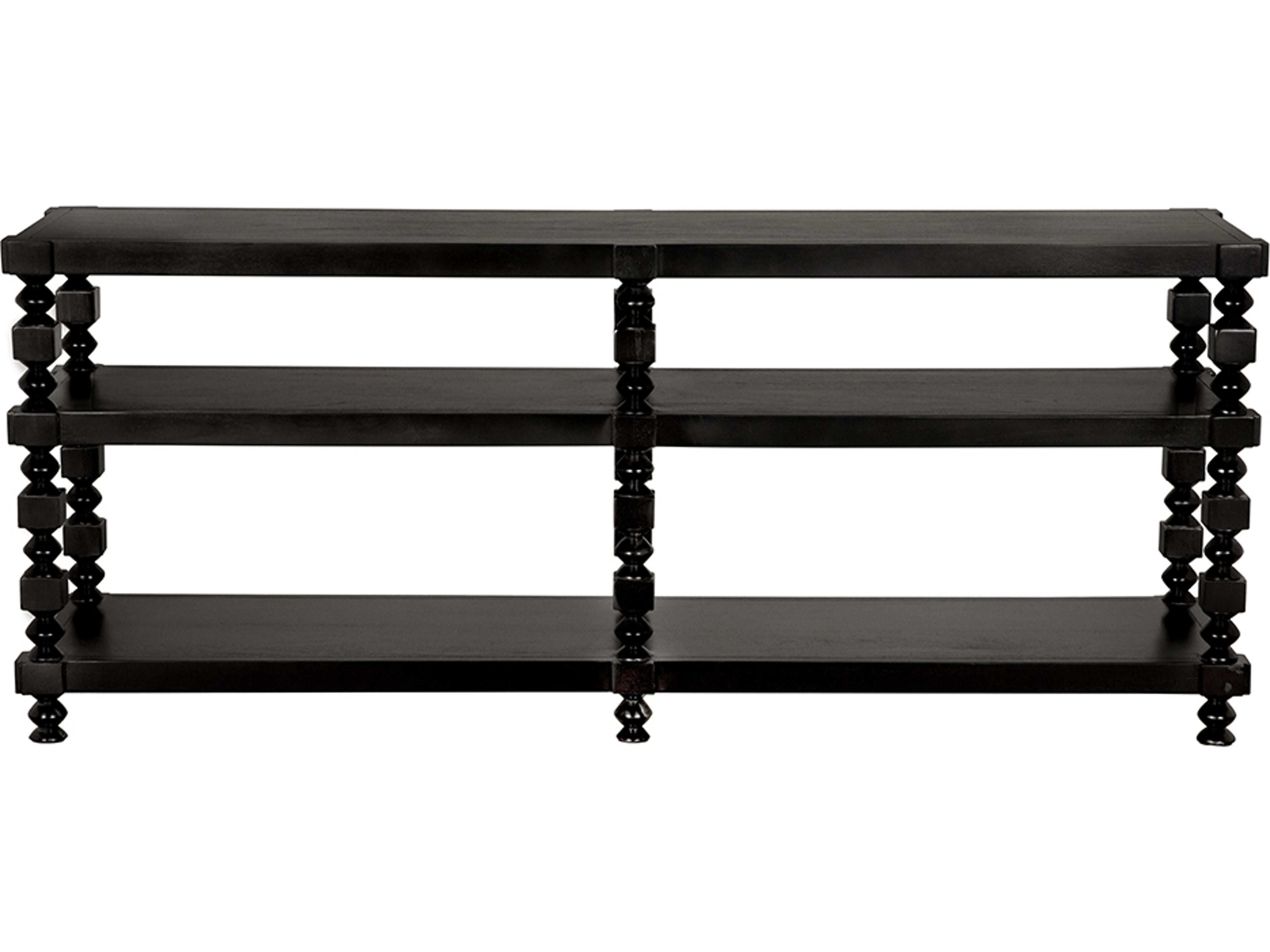 Noir Maurice Rectangular Wood Hand Rubbed Black Console Table