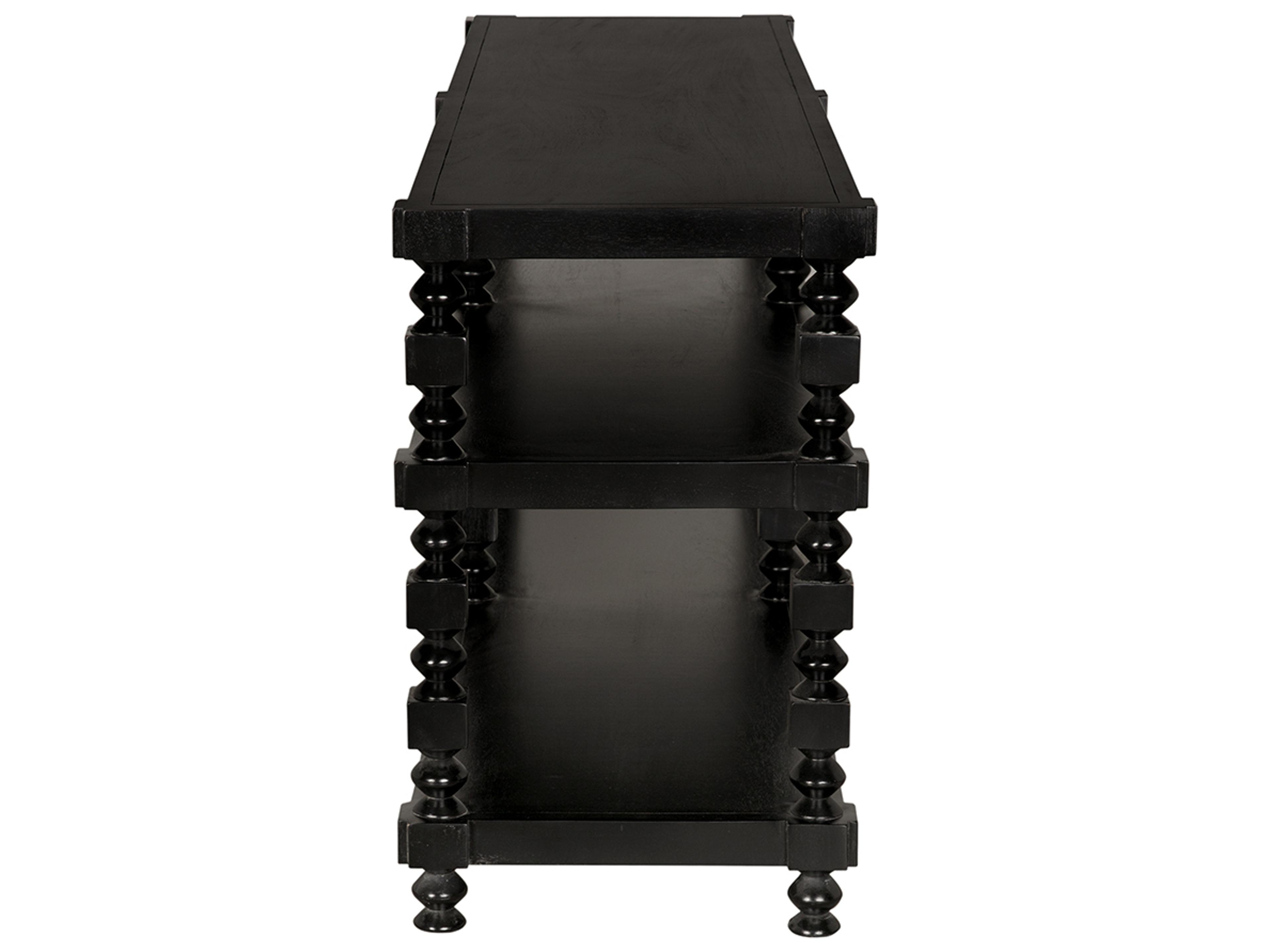 Noir Maurice Rectangular Wood Hand Rubbed Black Console Table