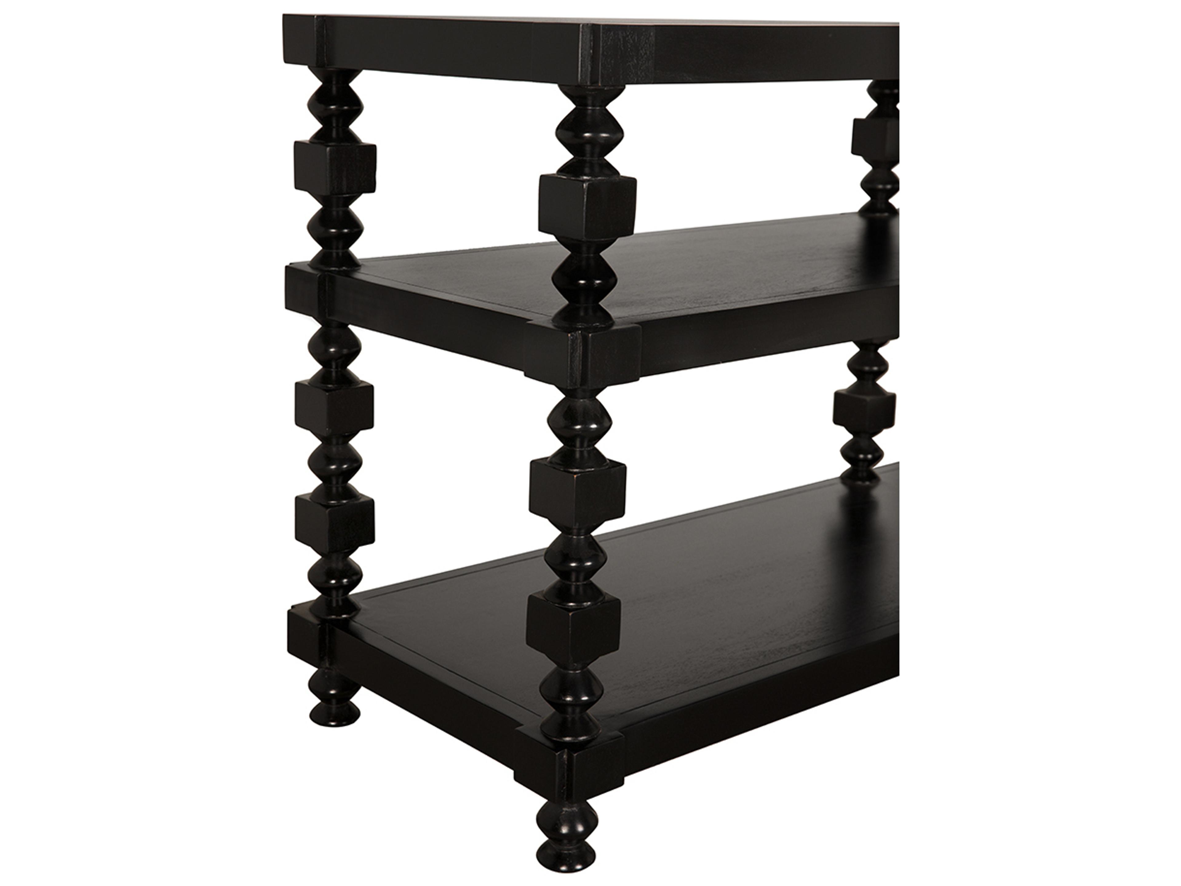 Noir Maurice Rectangular Wood Hand Rubbed Black Console Table