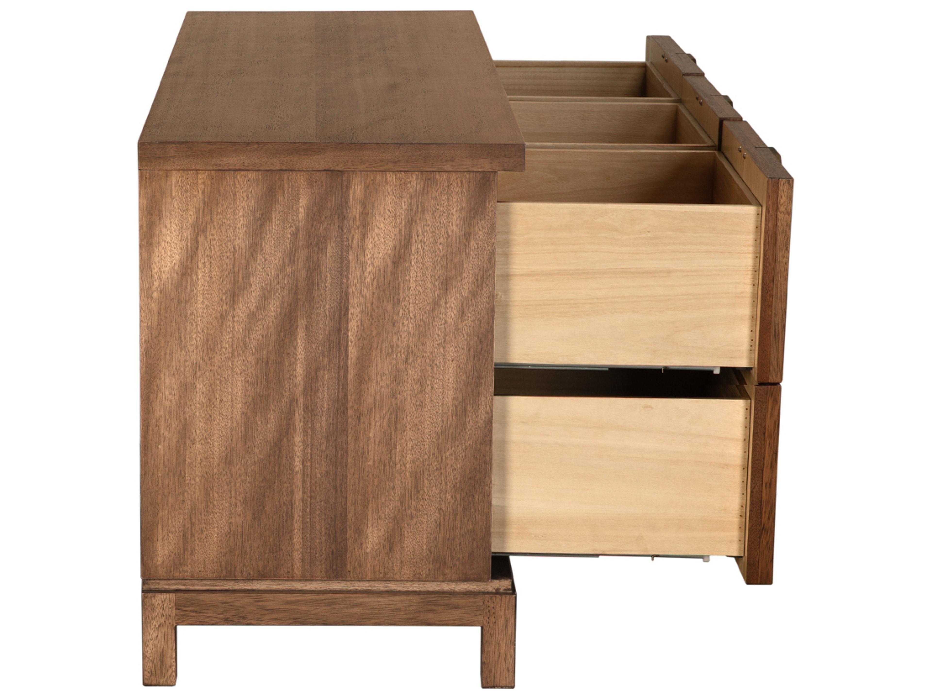 Noir Musashi 6-Drawers Brown Walnut Wood Double Dresser