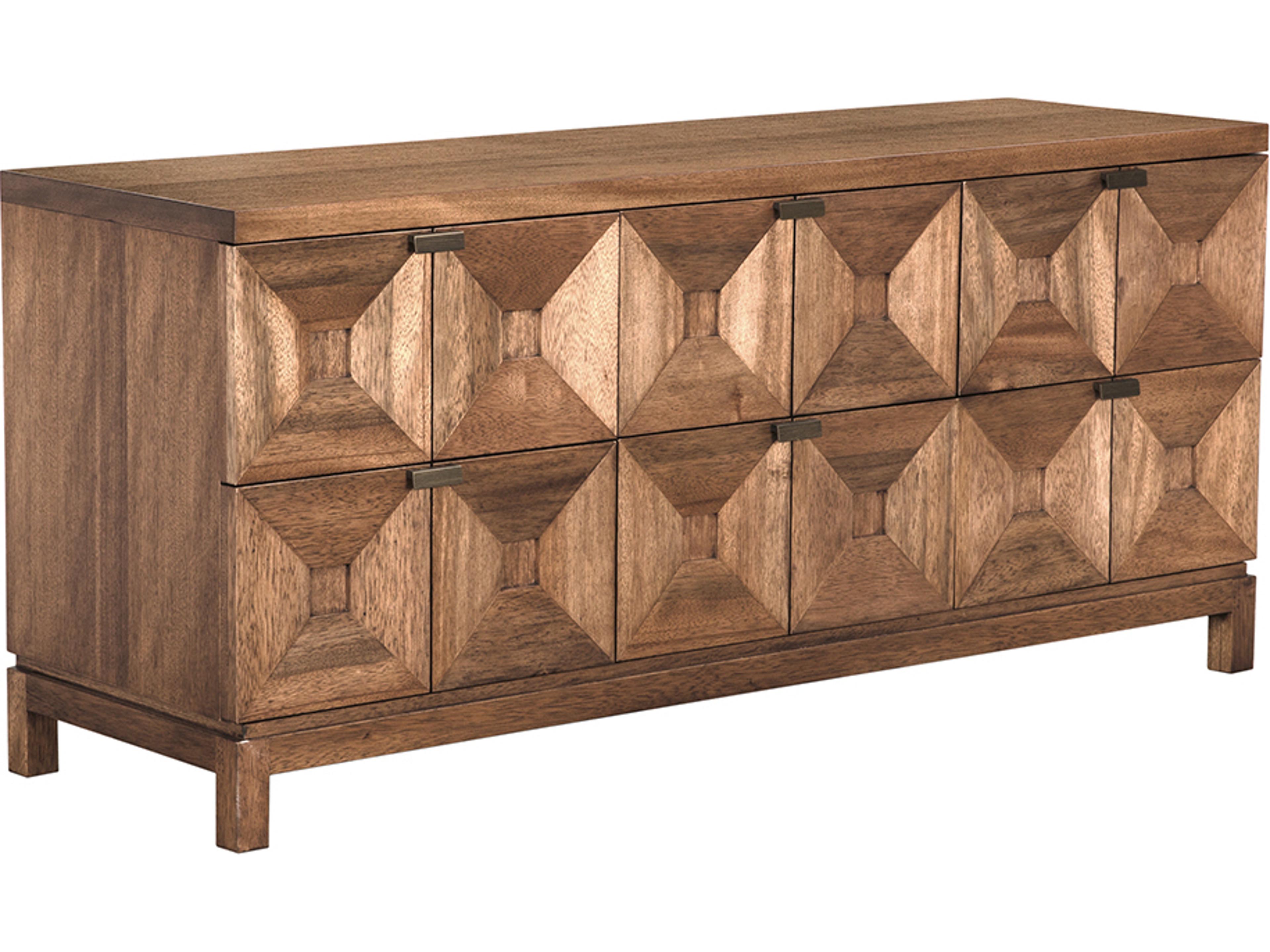 Noir Musashi 6-Drawers Brown Walnut Wood Double Dresser