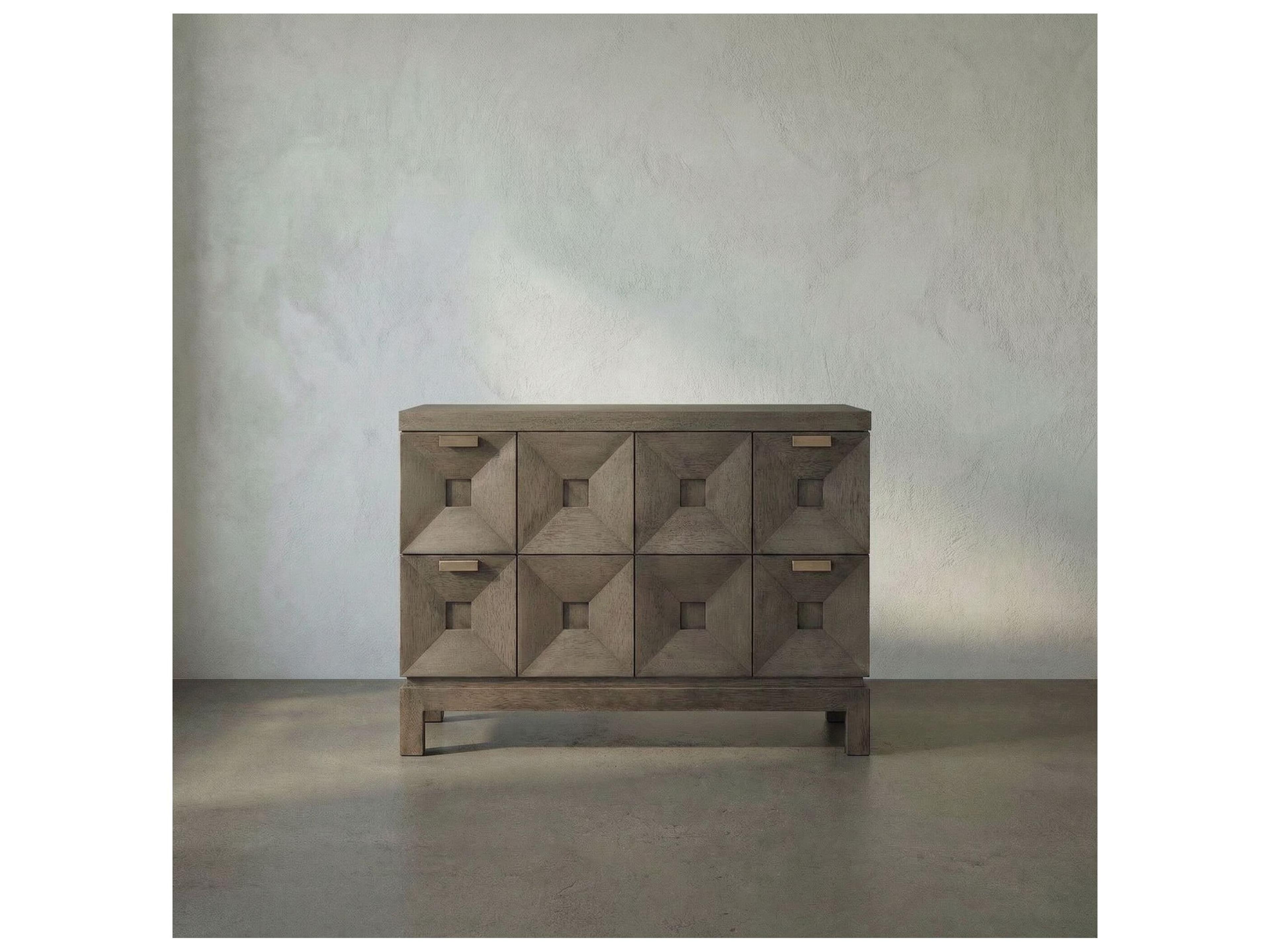 Noir 40" Musashi Walnut Wood Greige Brass Sideboard