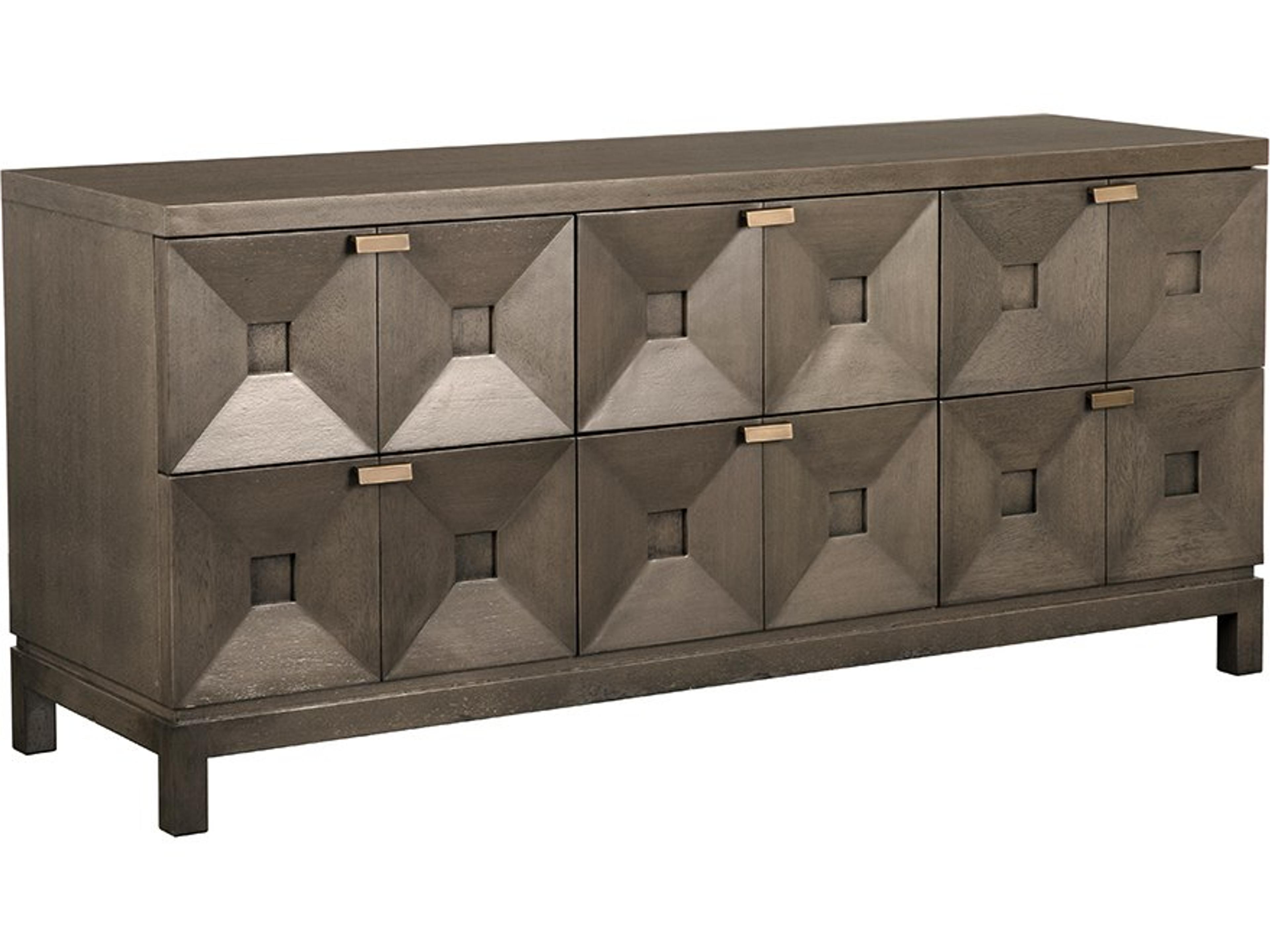 72" Musashi Walnut Wood Greige Brass Sideboard