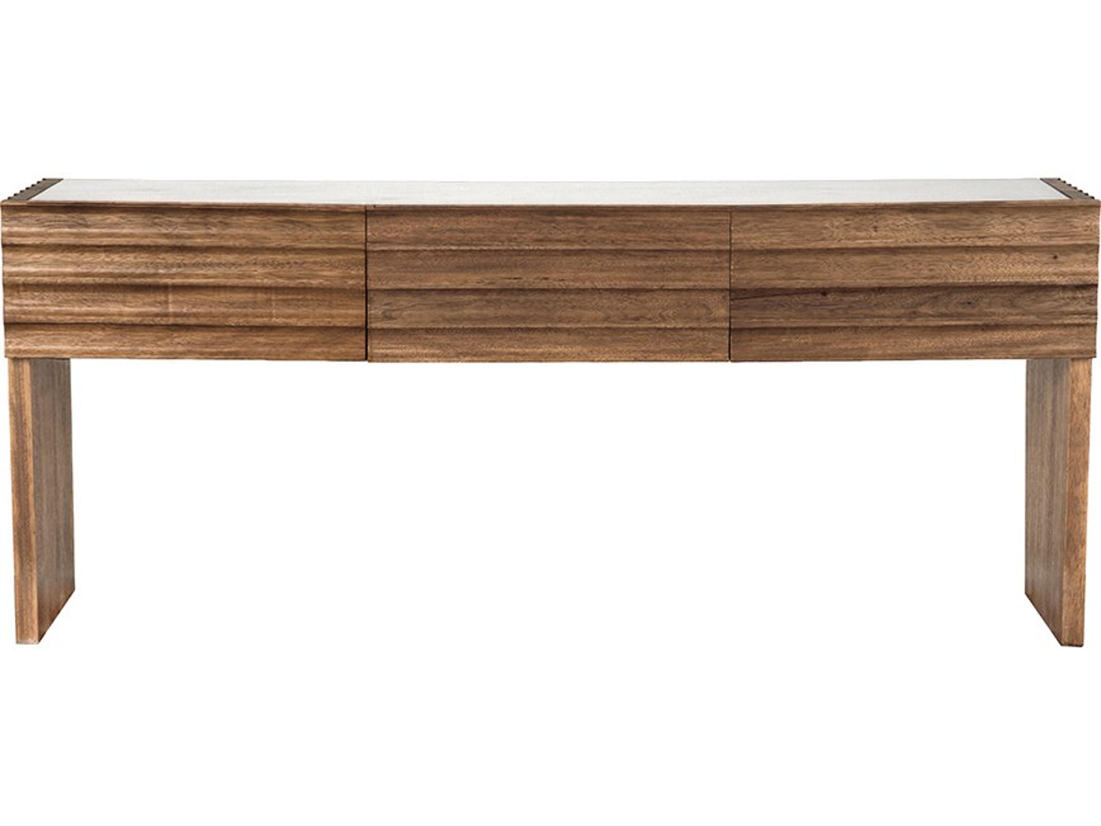 Wolf Rectangular Marble Dark Walnut And White Stone Console Table