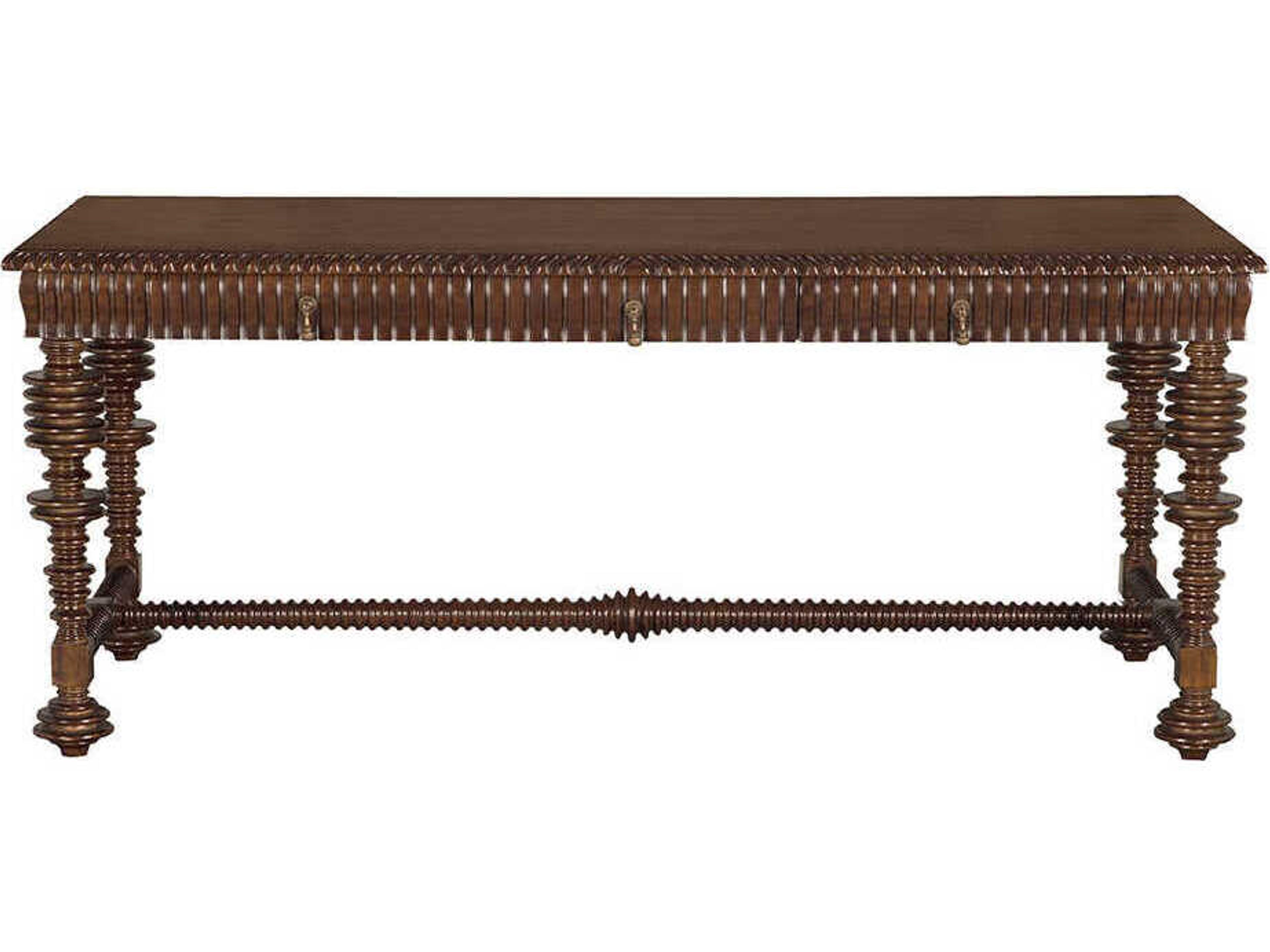 Noir Portuguese Hand Rubbed Brown Mahogany Wood Writing Desk