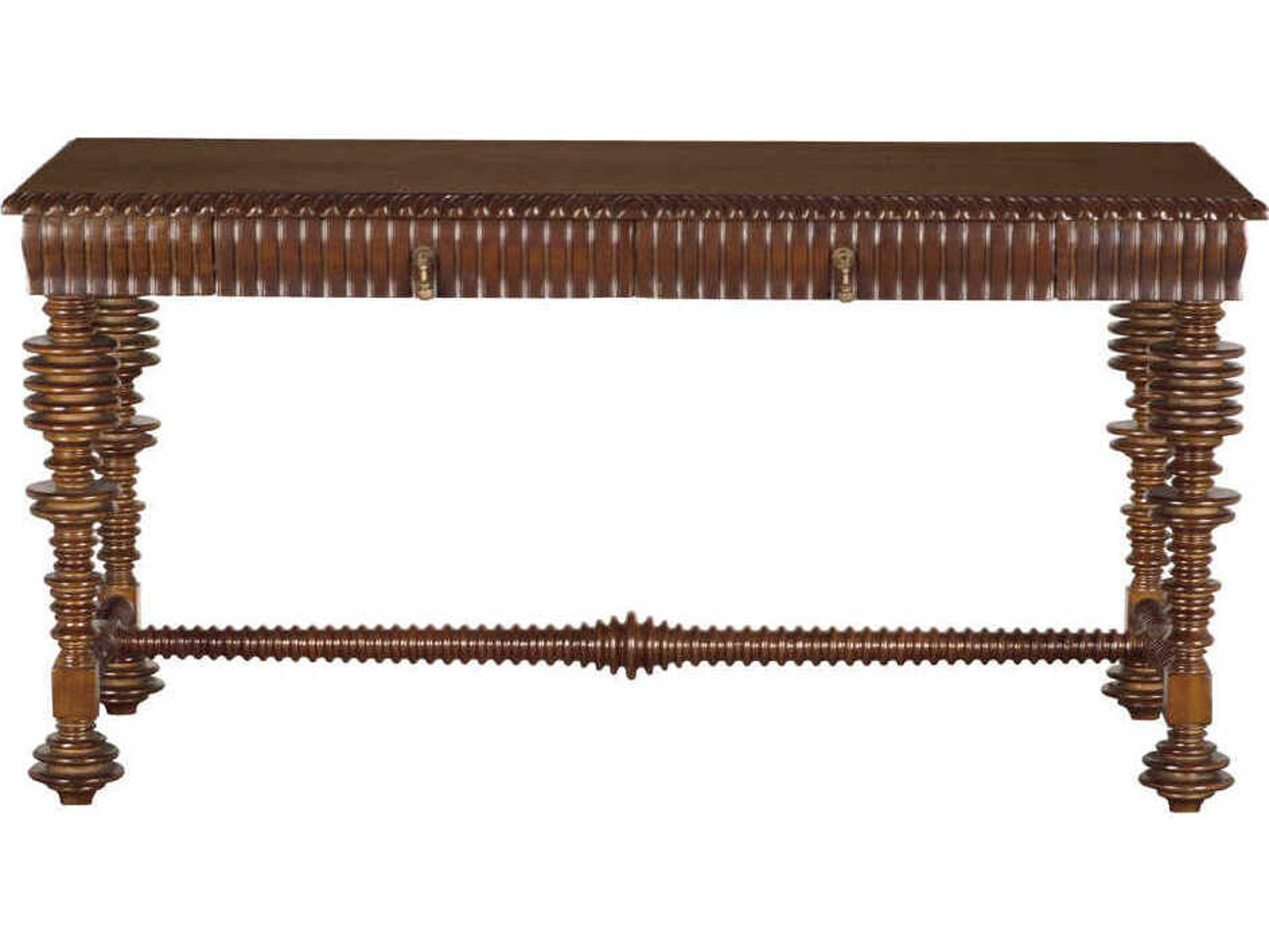 Noir Portuguese Hand Rubbed Brown Walnut Wood Writing Desk