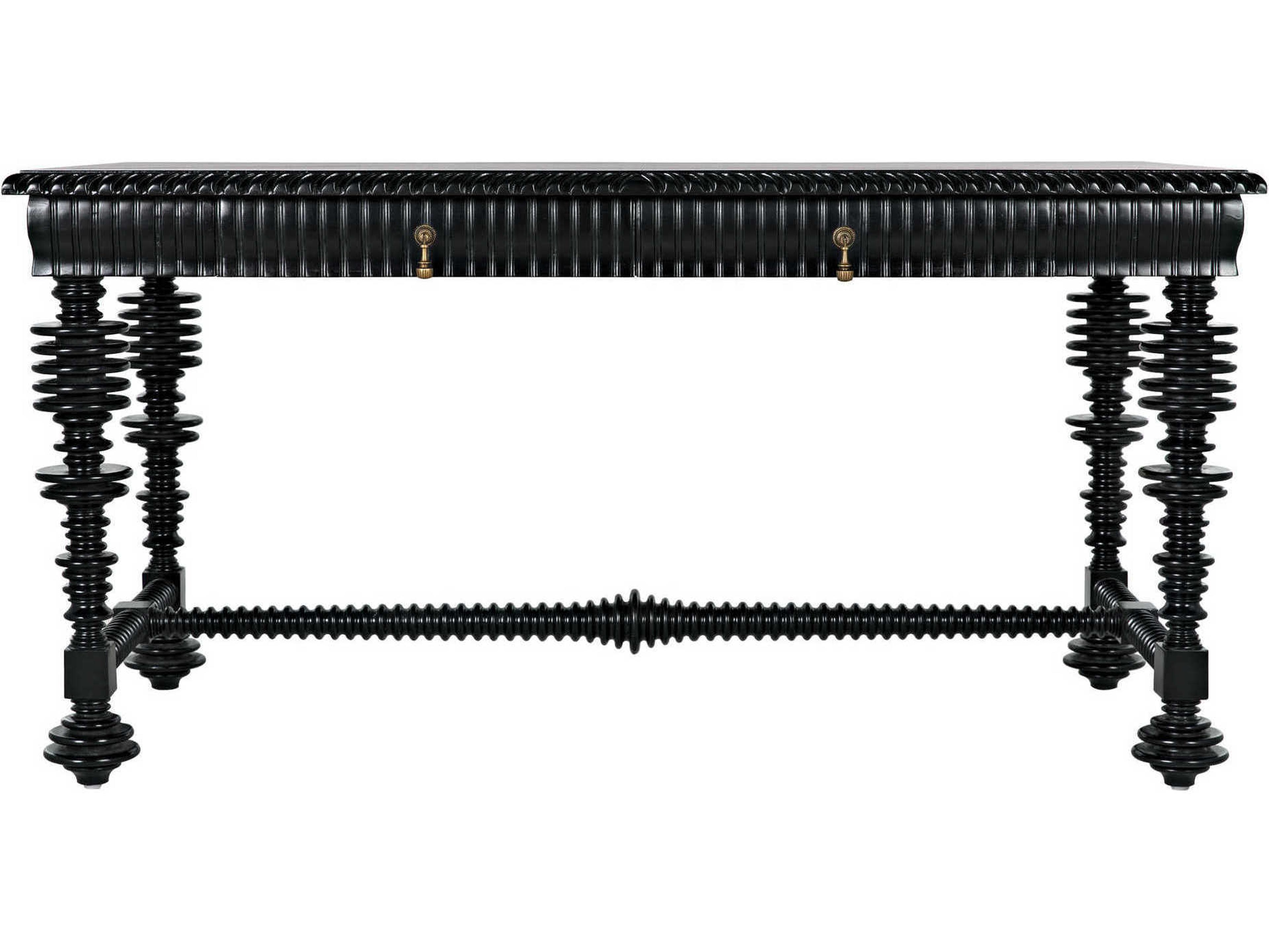 Noir Hand Rubbed Black Mahogany Wood Secretary Desk Writing