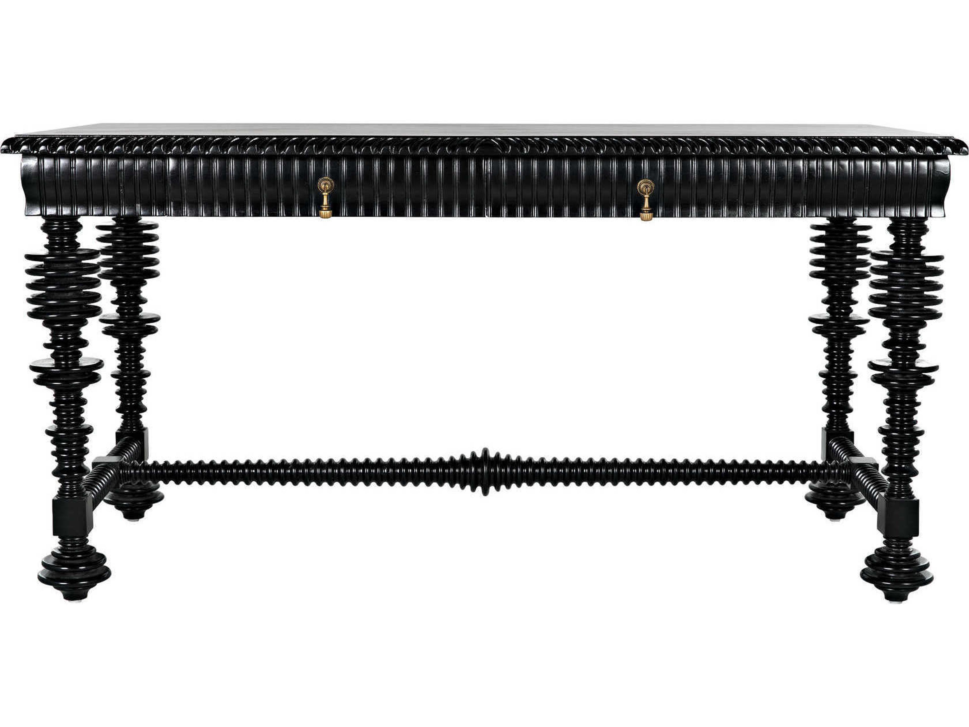 Noir Hand Rubbed Black Mahogany Wood Secretary Desk Writing