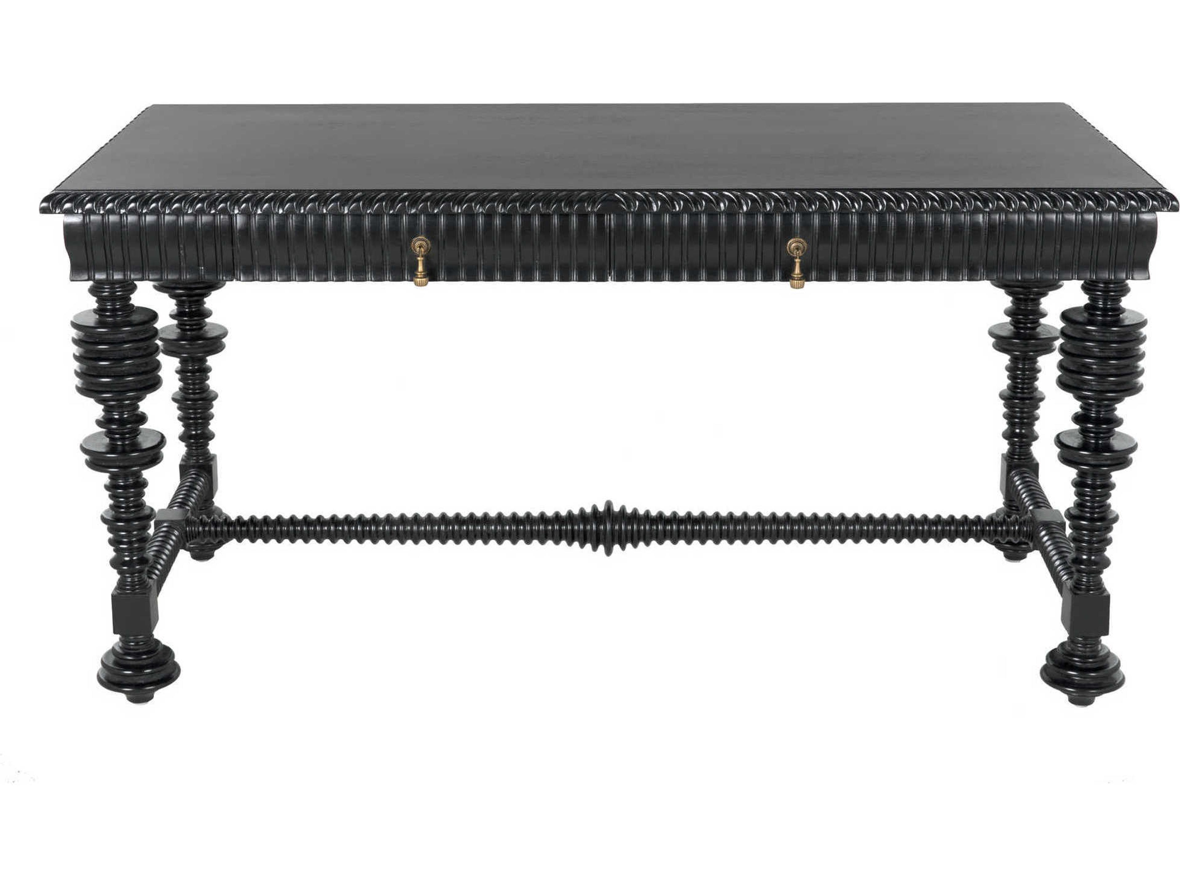 Noir Hand Rubbed Black Mahogany Wood Secretary Desk Writing