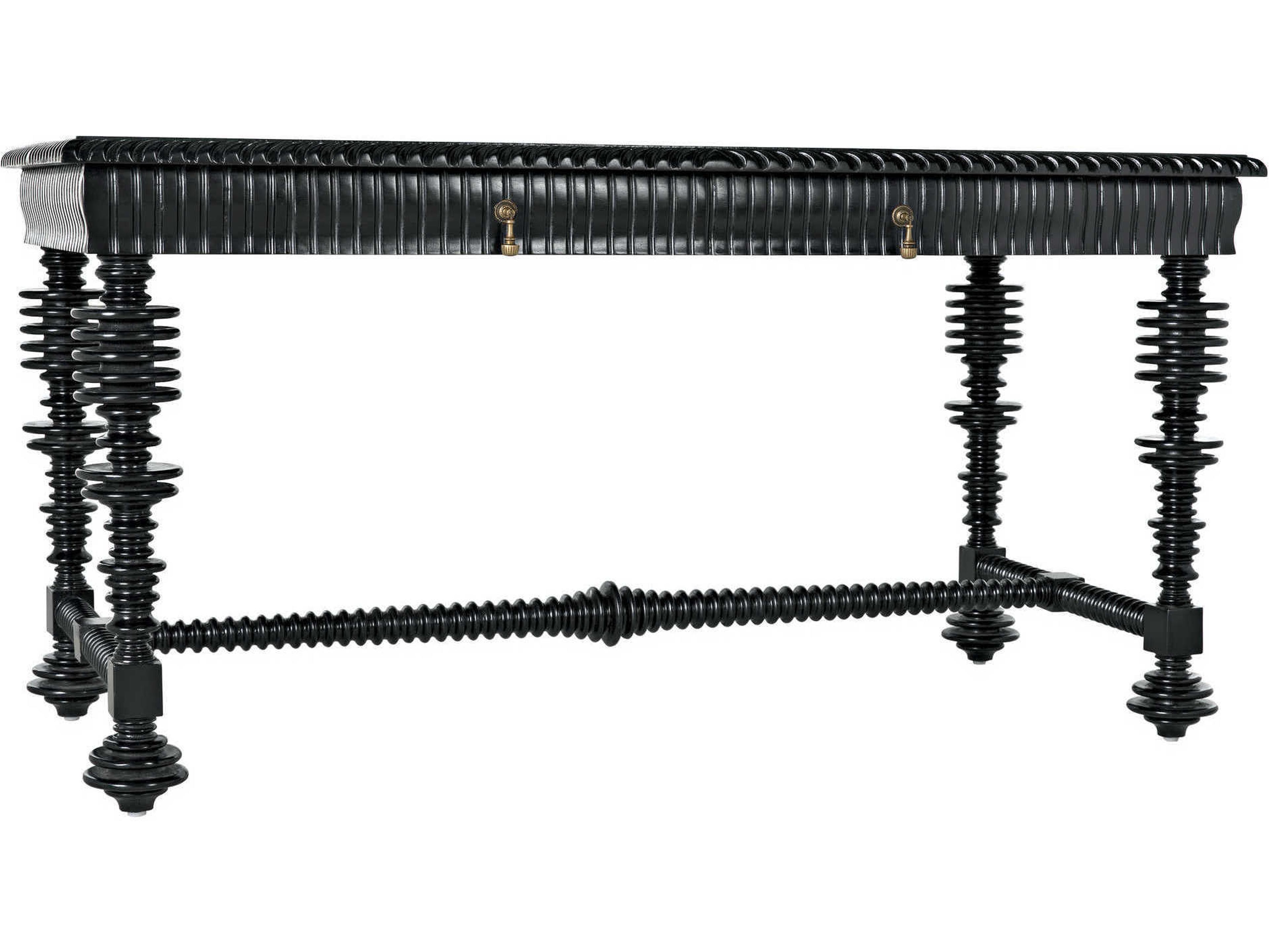 Noir Hand Rubbed Black Mahogany Wood Secretary Desk Writing