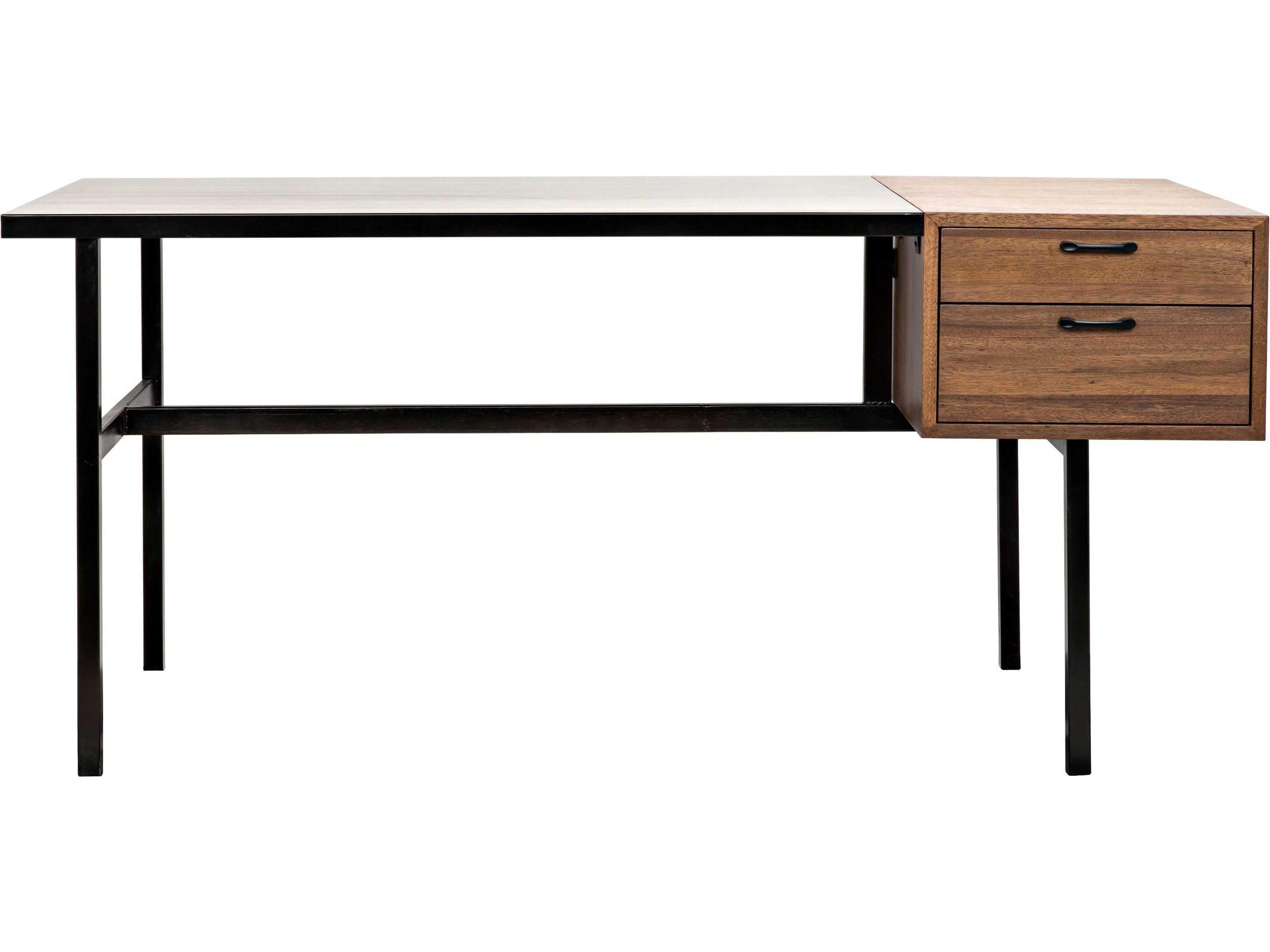 Noir Dark Walnut Black Wood Secretary Desk