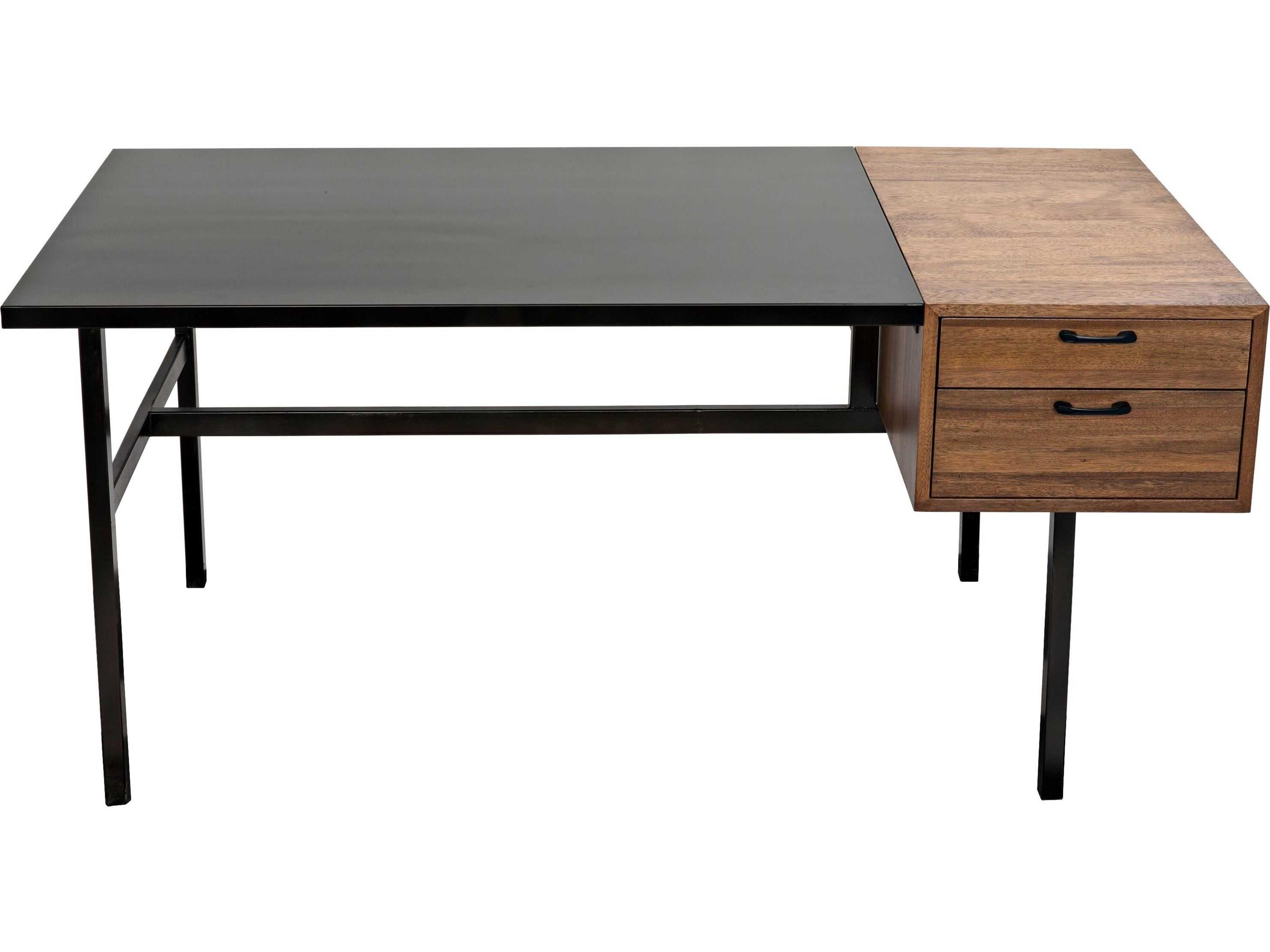 Noir Dark Walnut Black Wood Secretary Desk