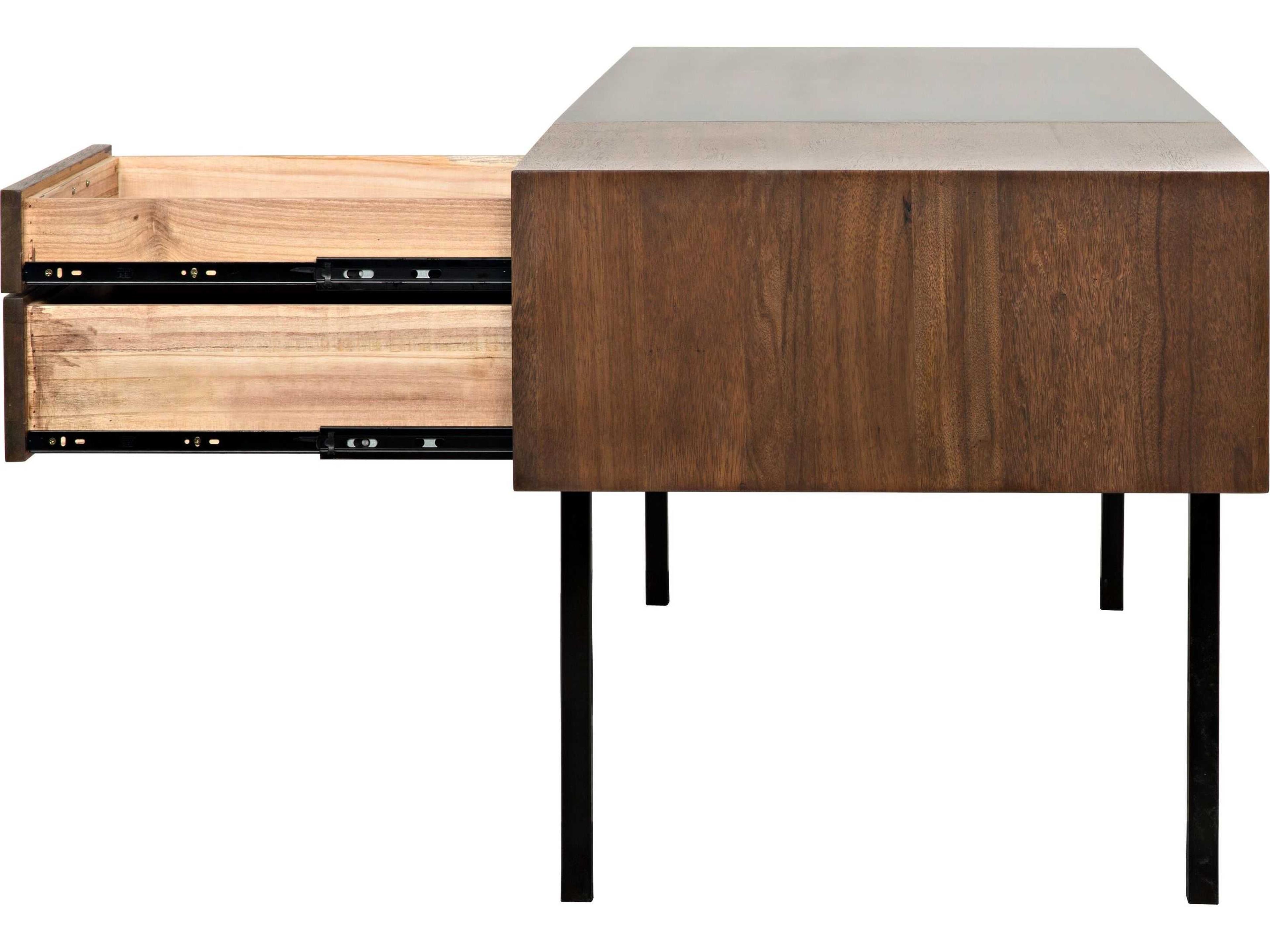 Noir Dark Walnut Black Wood Secretary Desk