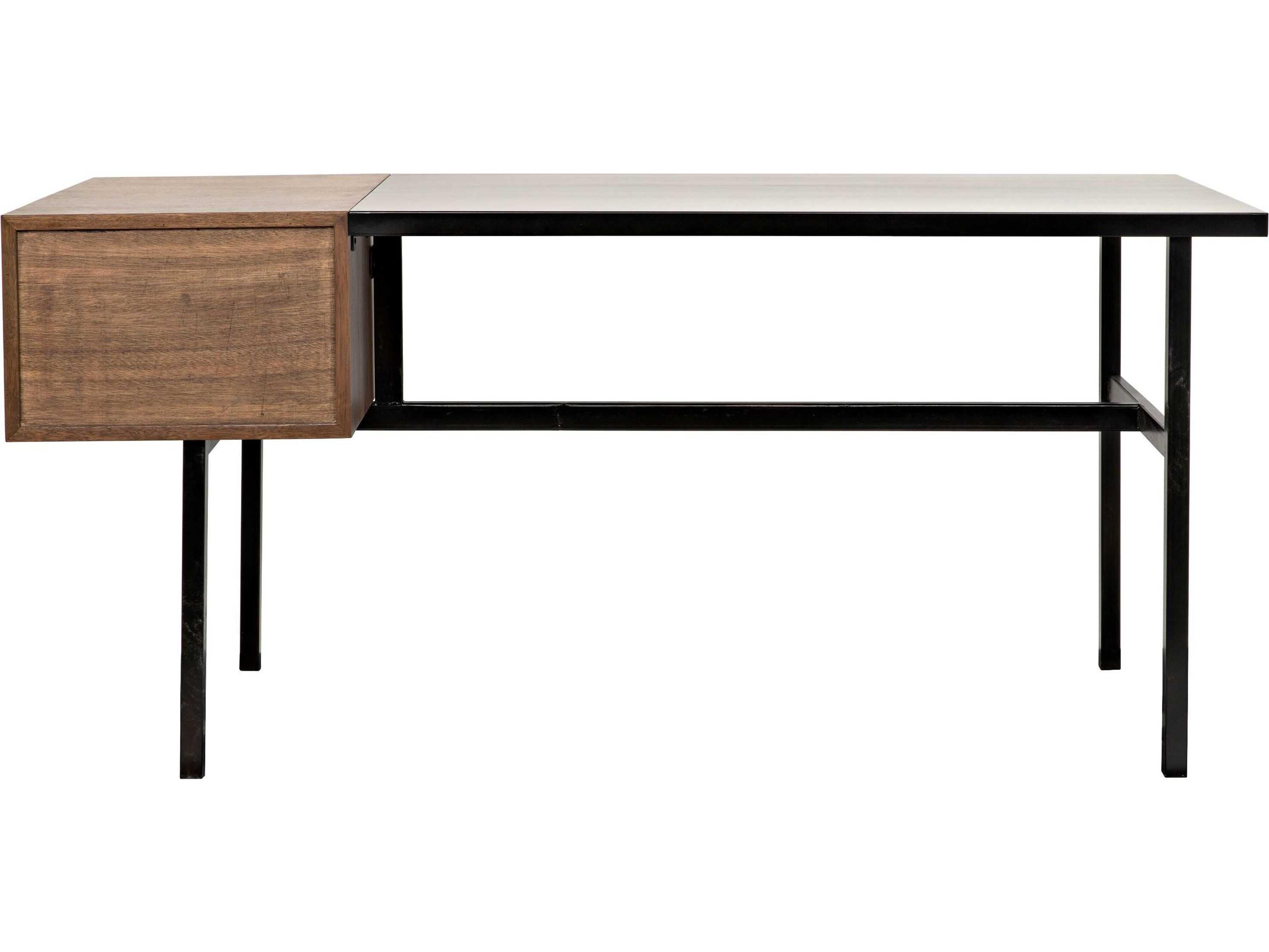 Noir Dark Walnut Black Wood Secretary Desk