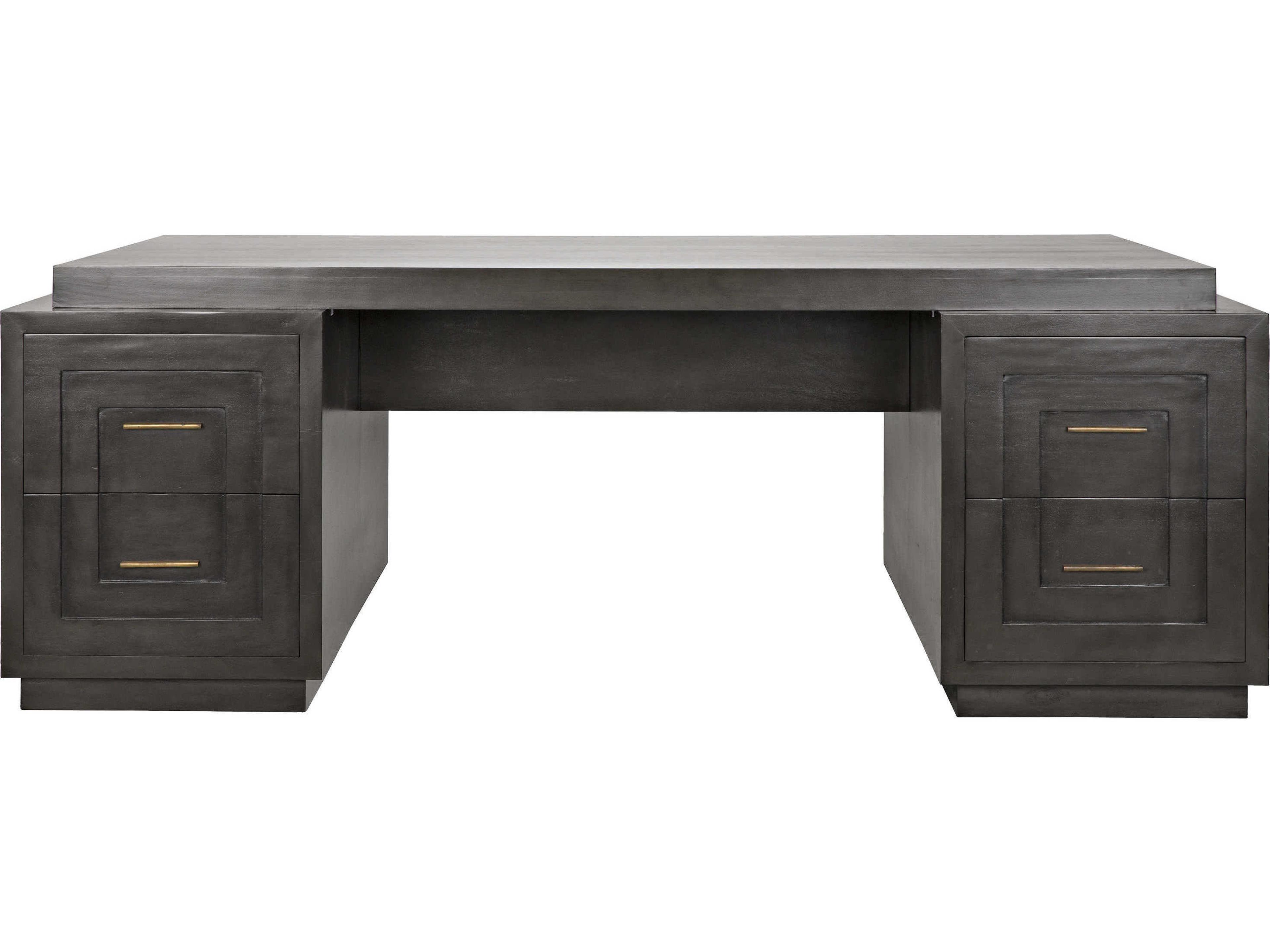 Noir Office Essentials Pale Brown Mahogany Wood Credenza Desk