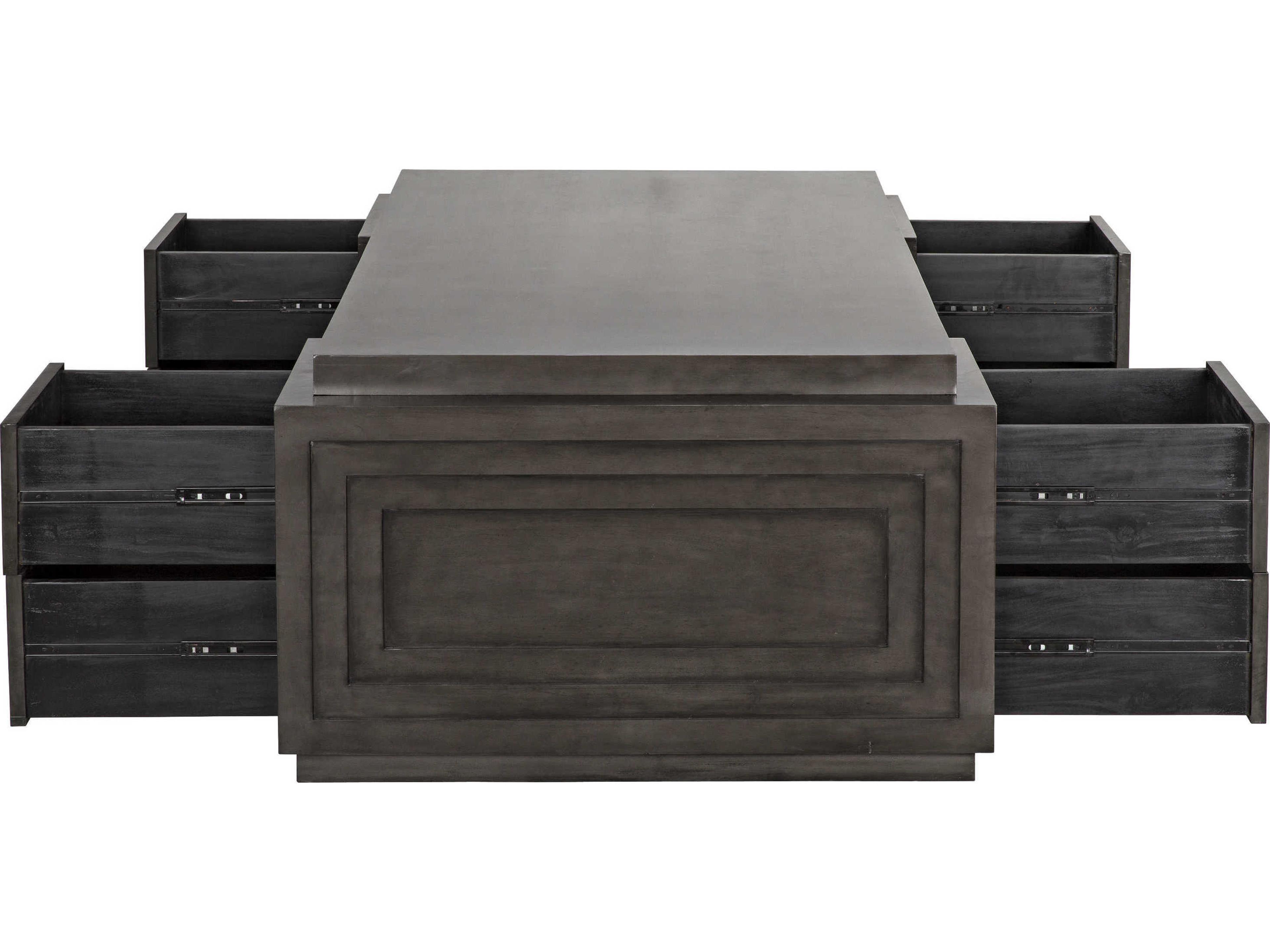 Noir Office Essentials Pale Brown Mahogany Wood Credenza Desk