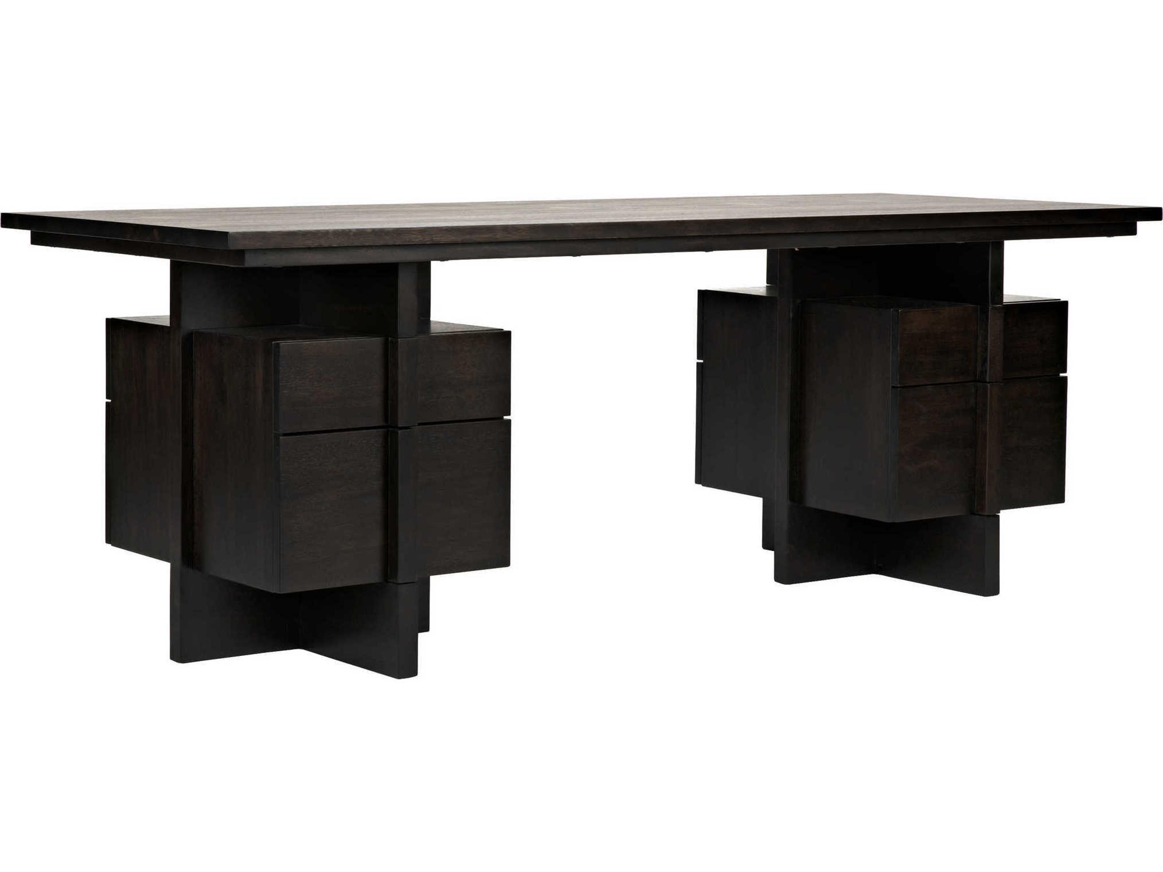 Bridge Ebony Walnut Desk with Four Drawers